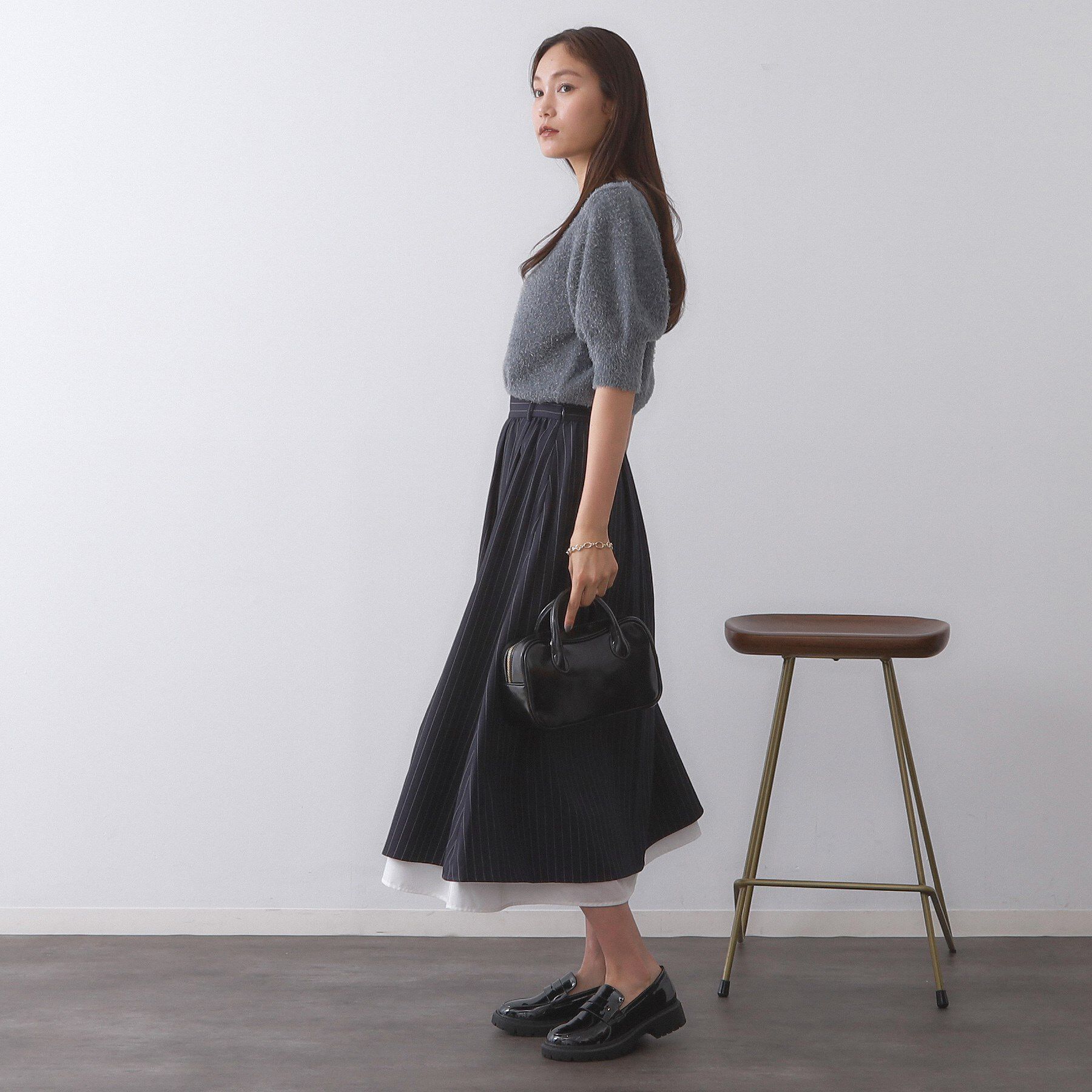 OPAQUE.CLIP「ピンストライプレイヤード風フレアスカート【洗濯機洗い可】」|スカート|