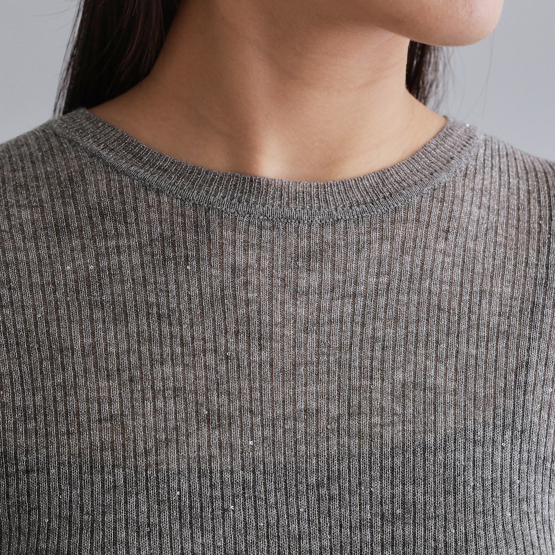 OPAQUE.CLIP「【es】ラメスパンコールリブニット【洗える】」|ニット・セーター|