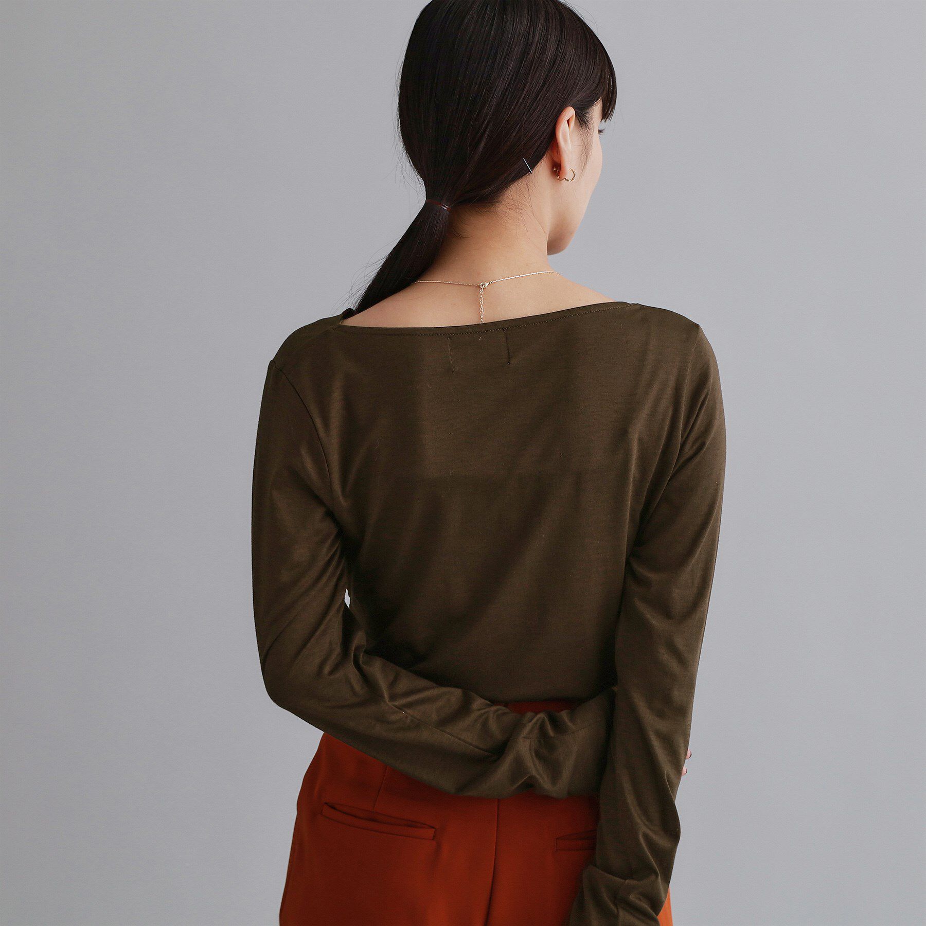 OPAQUE.CLIP「【es】アシメドレープカットソー【洗濯機OK】」|Tシャツ・カットソー|