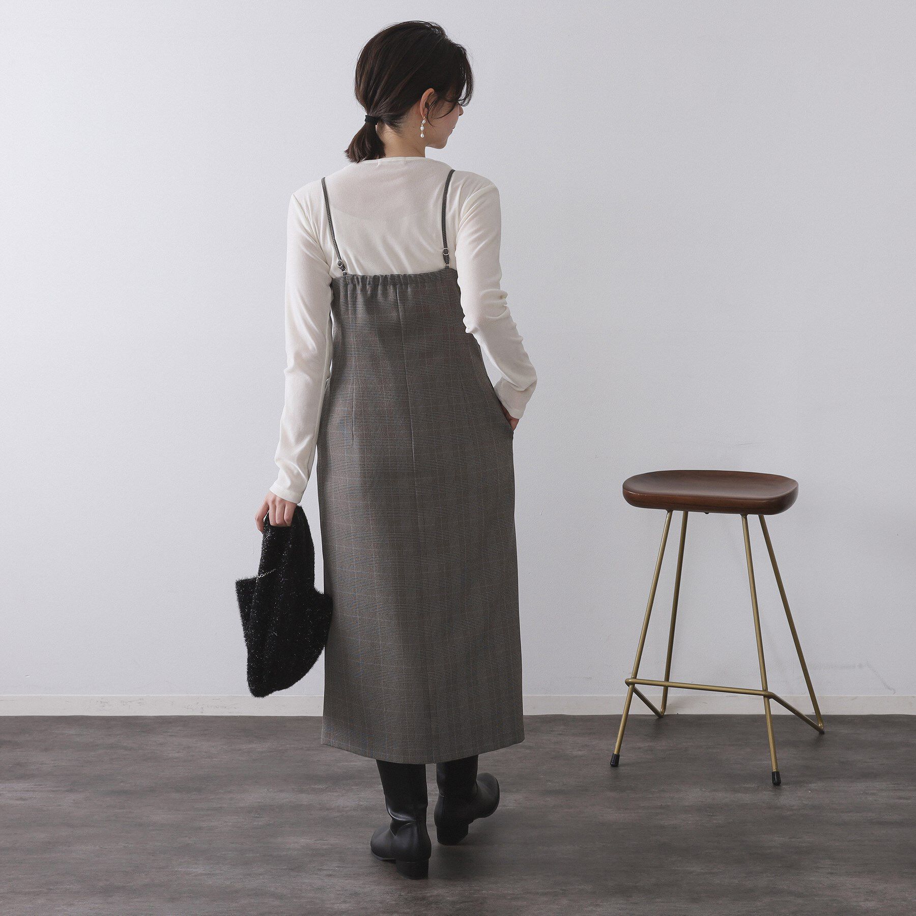 OPAQUE.CLIP「グレンチェックキャミワンピース/セットアップ対応可【洗濯機OK】」|ワンピース|