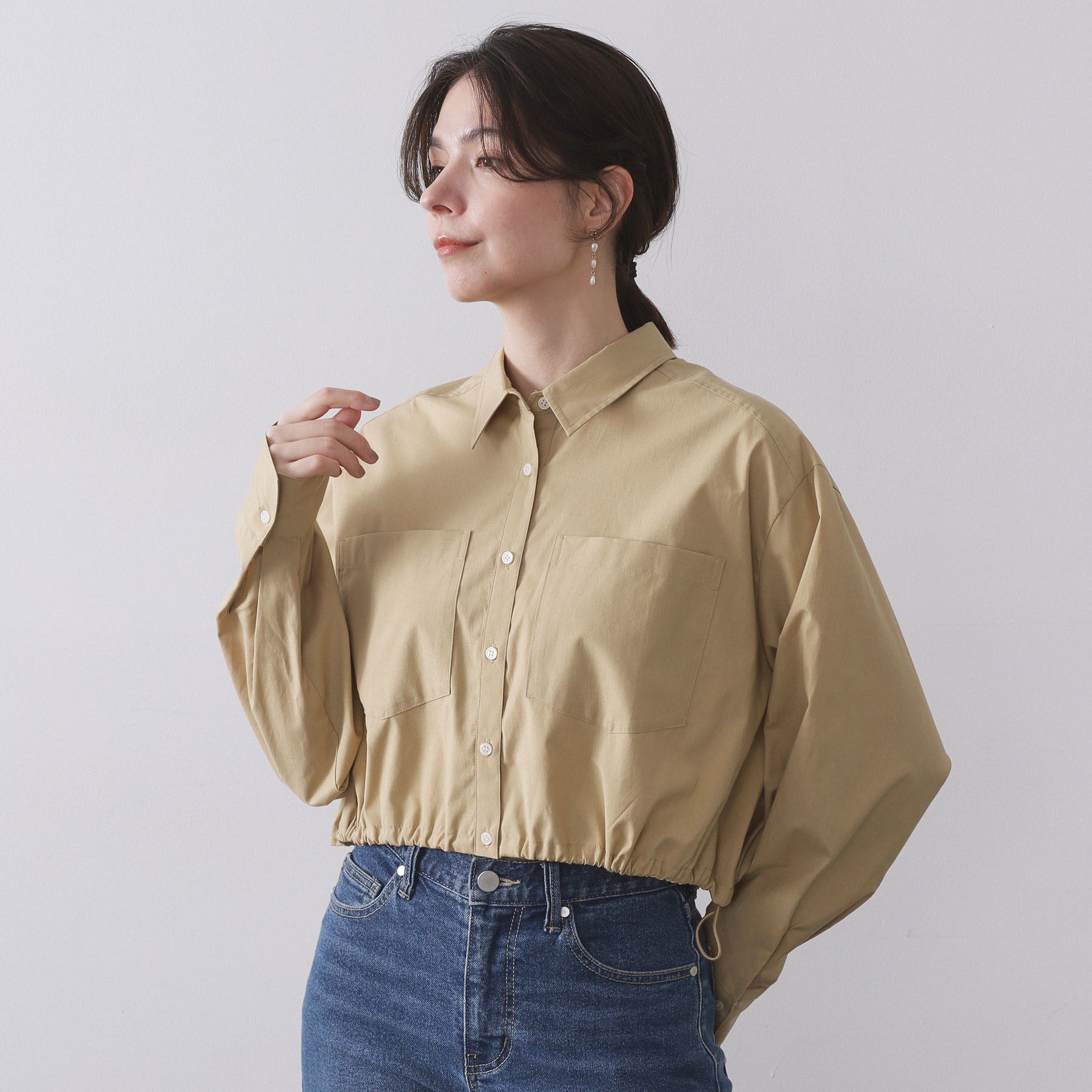 OPAQUE.CLIP「ドロストヘムショートシャツ【洗濯機OK】」|シャツ・ブラウス|