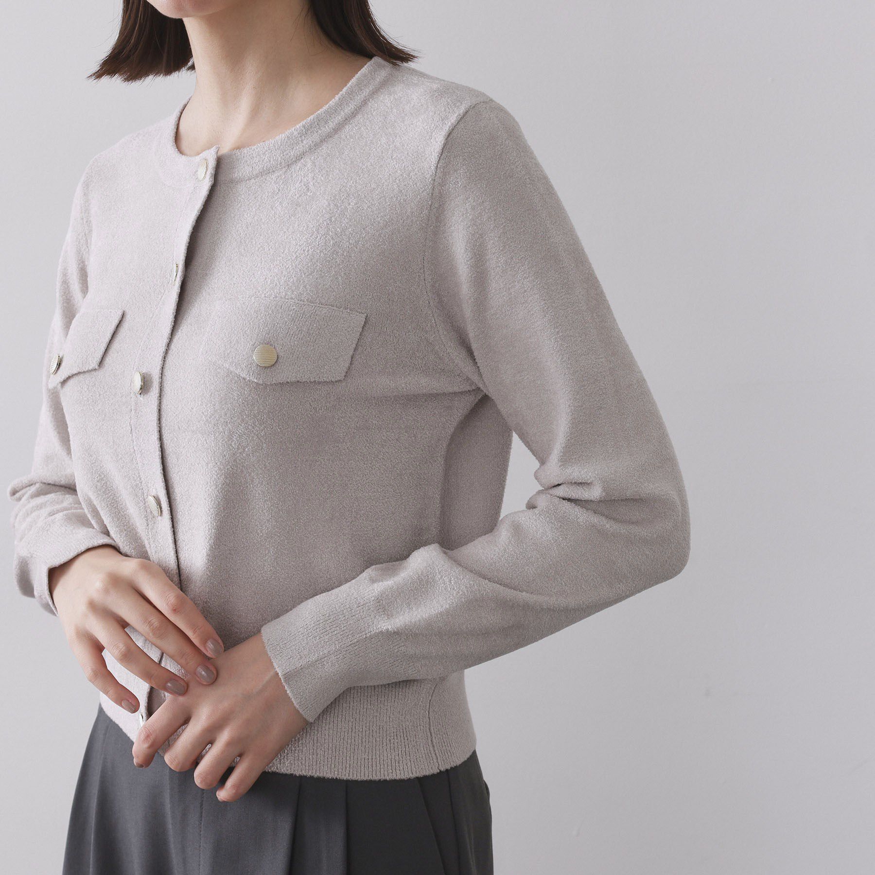 OPAQUE.CLIP「モールニットクルーカーディガン【洗濯機OK】」|カーディガン|