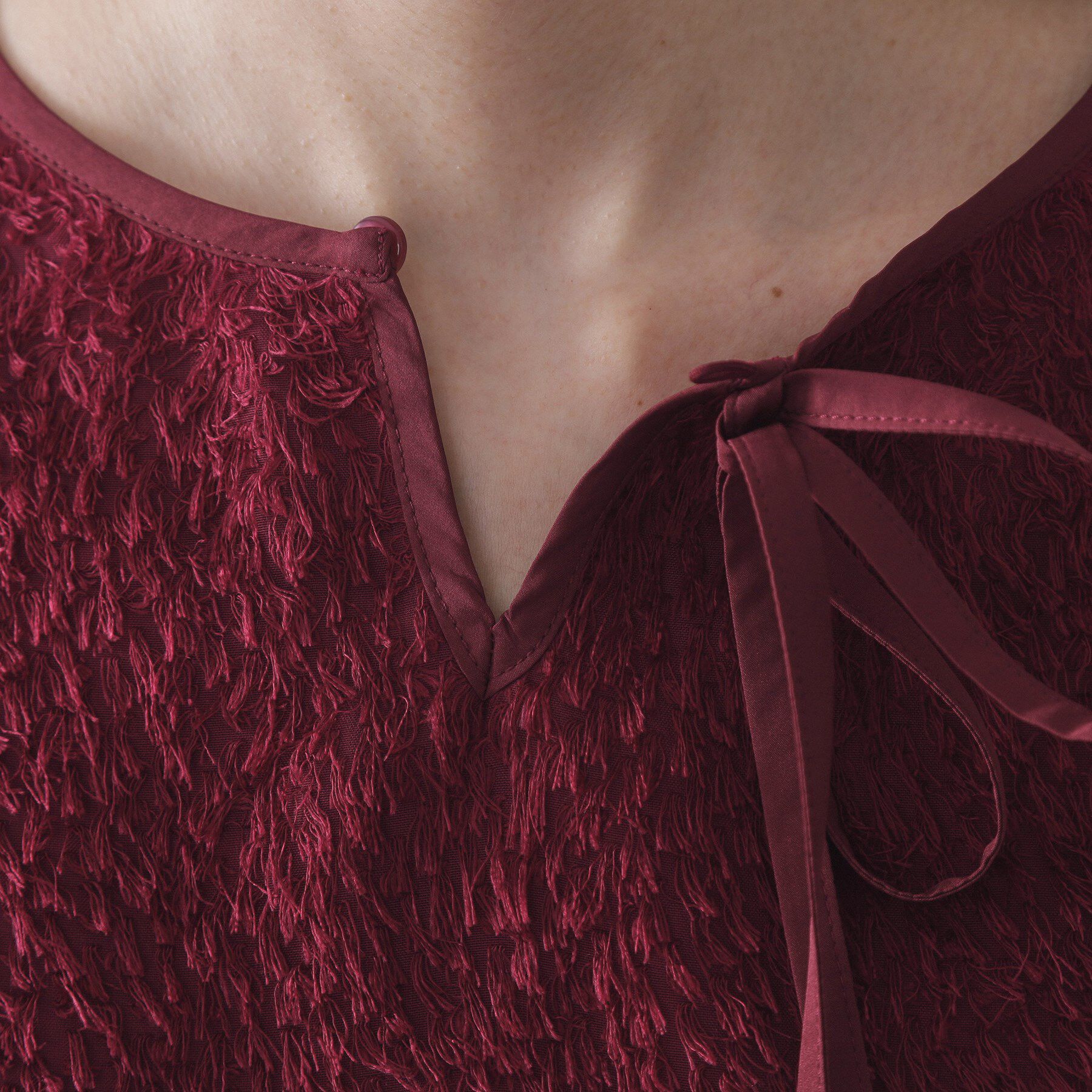 OPAQUE.CLIP「前後2WAY　シアーフリンジジャカードブラウス【洗濯機OK】」|シャツ・ブラウス|