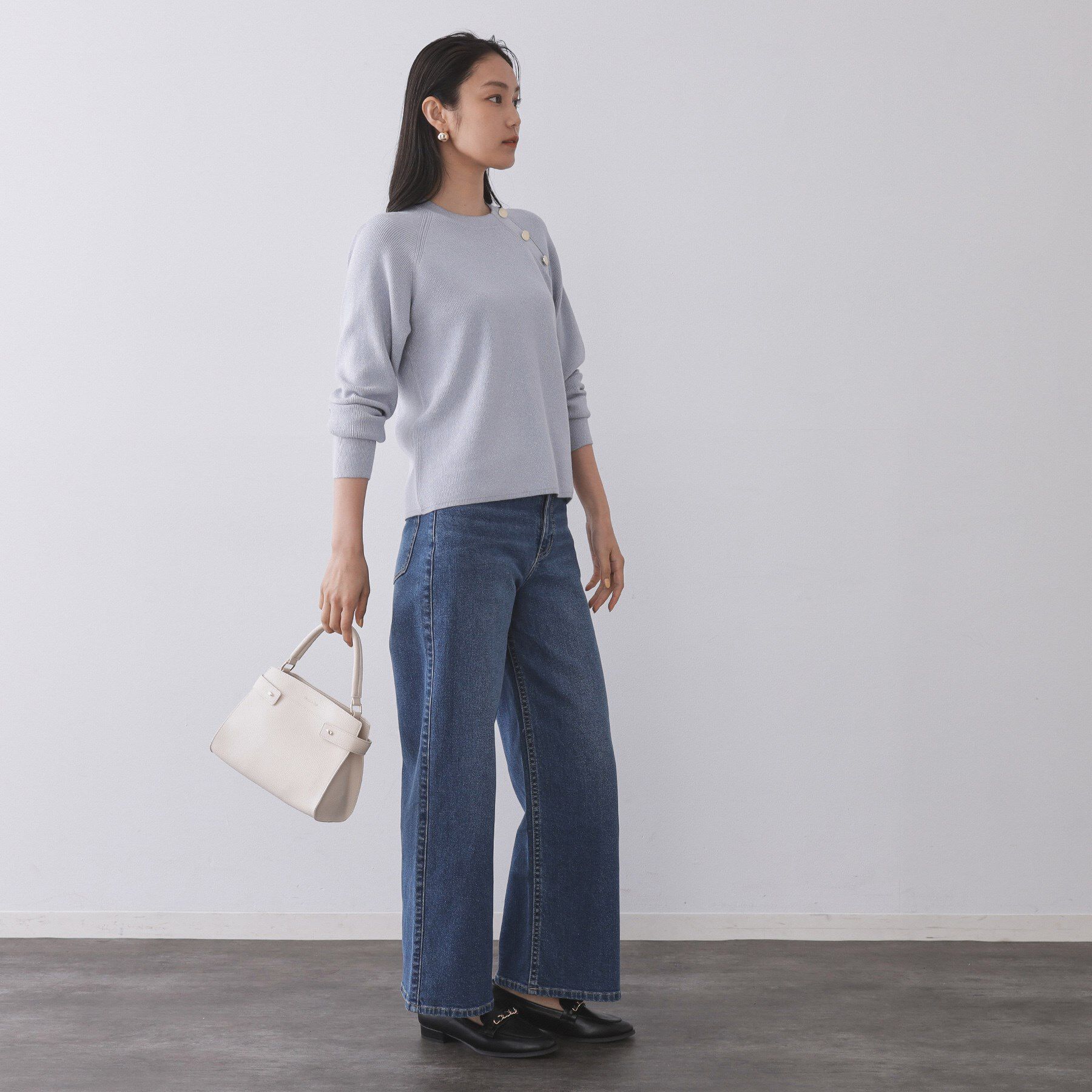 OPAQUE.CLIP「ボタンデザインラメニット【洗濯機OK】」|ニット・セーター|