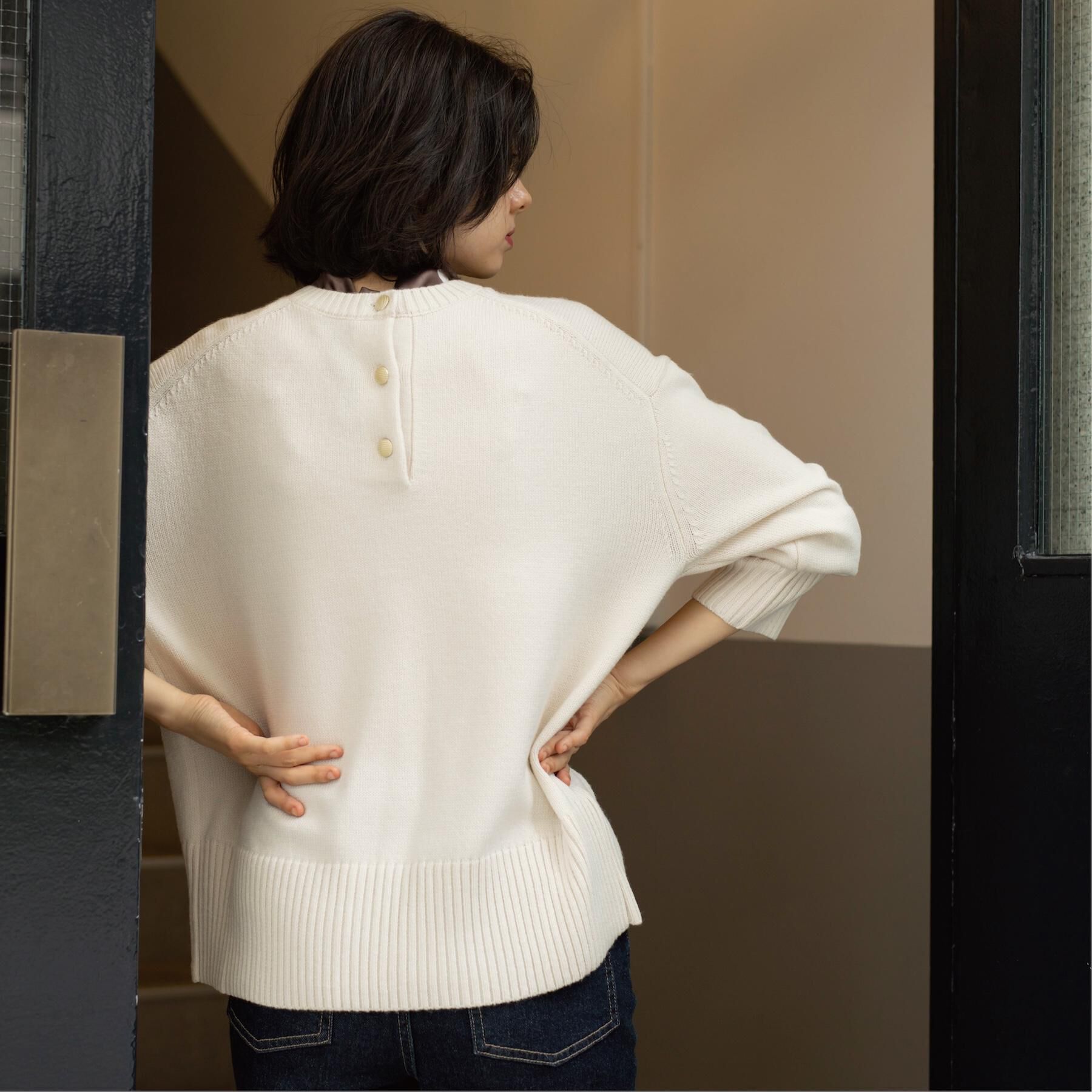 OPAQUE.CLIP「バックボタンリラクシーニット【洗濯機OK】」|ニット・セーター|
