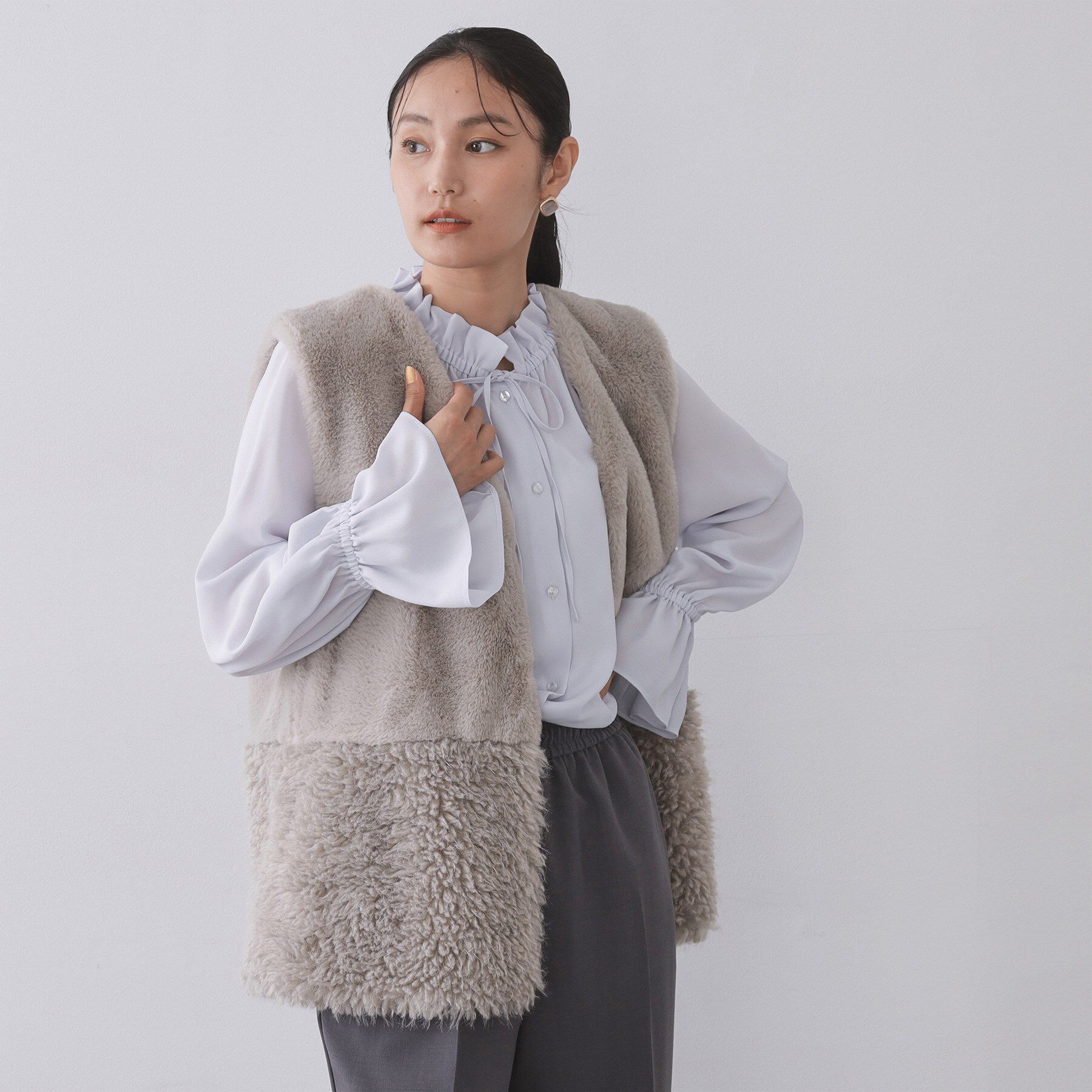 OPAQUE.CLIP「フリルカラーブラウス【洗濯機OK】」|シャツ・ブラウス|