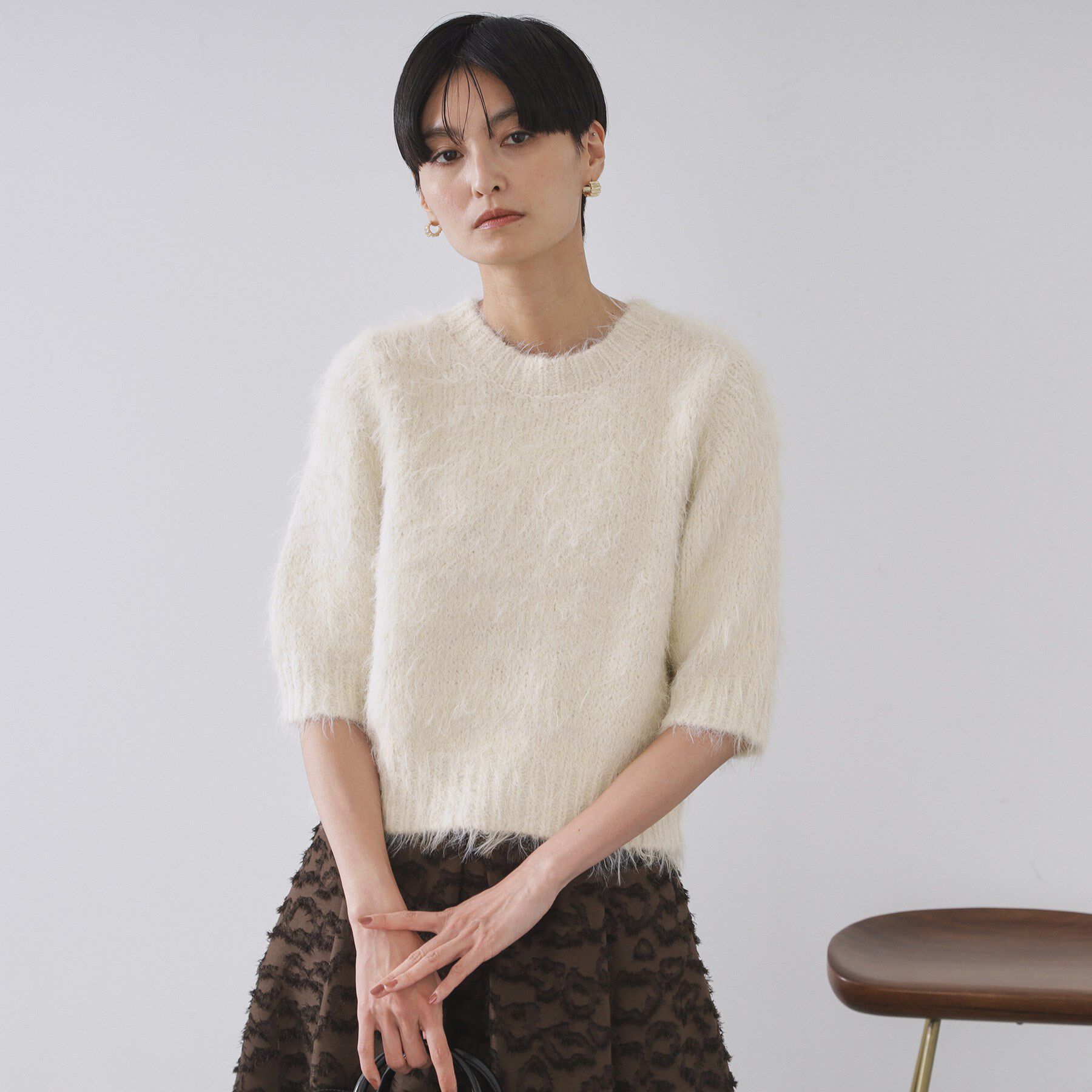 OPAQUE.CLIP「フェザーヤーンニット【洗濯機OK/抗ピル】」|ニット・セーター|