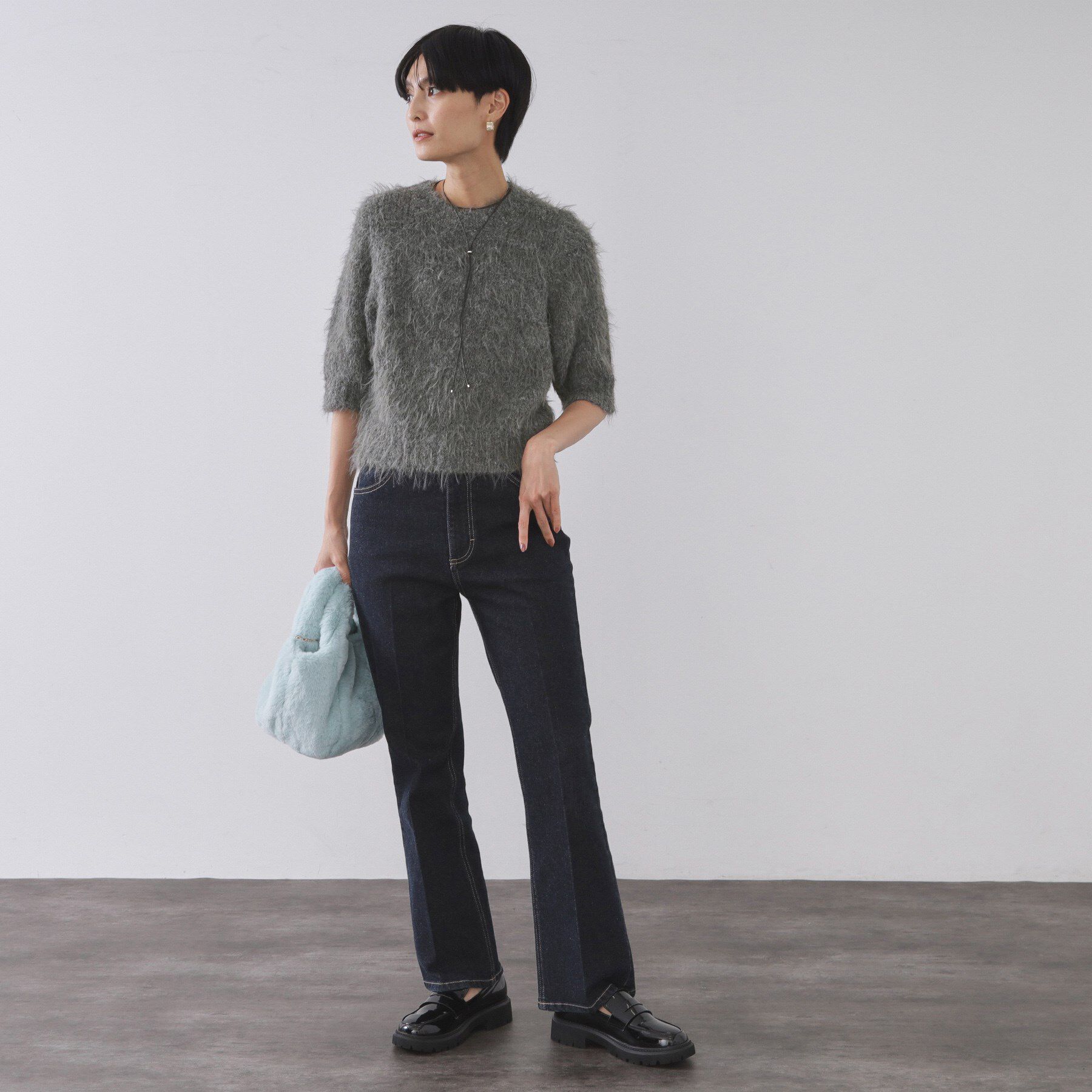 OPAQUE.CLIP「フェザーヤーンニット【洗濯機OK/抗ピル】」|ニット・セーター|