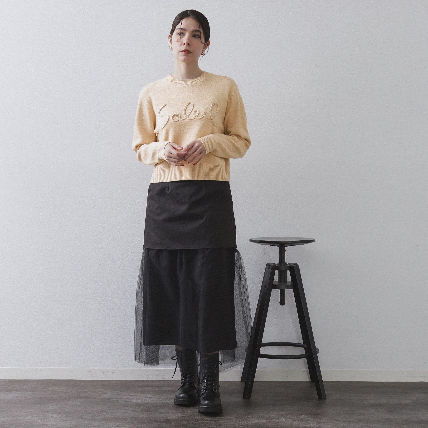 OPAQUE.CLIP「チェーン刺繍ロゴニット【洗濯機OK】」|ニット・セーター|