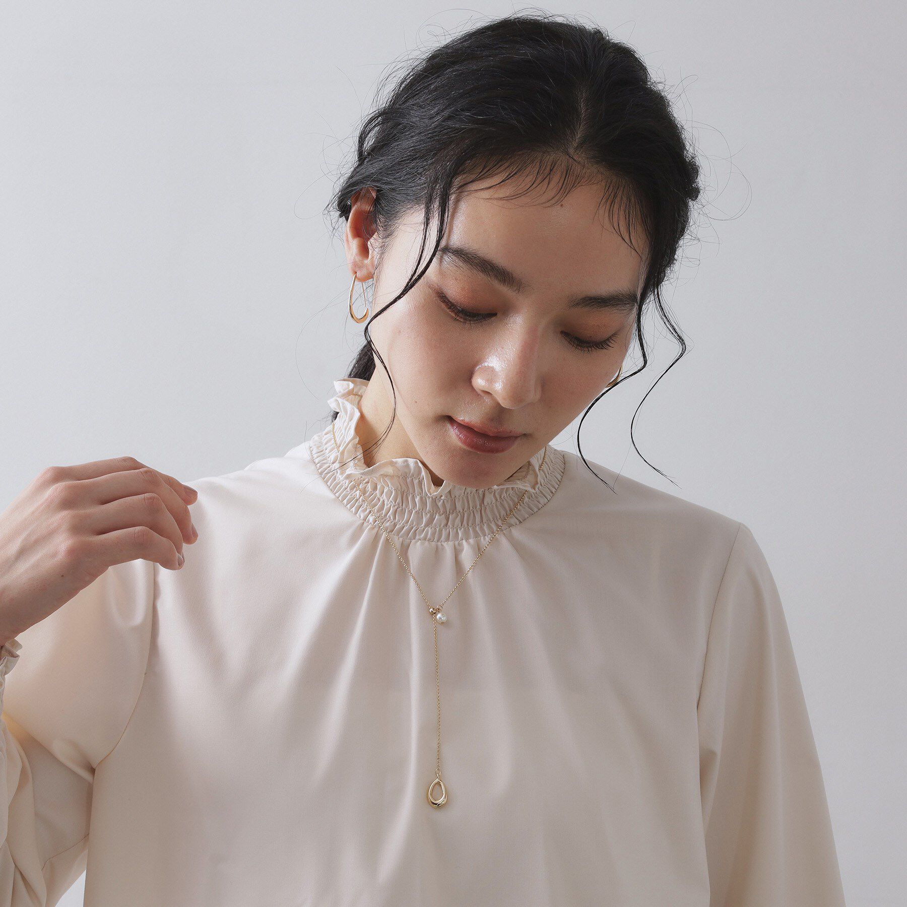 OPAQUE.CLIP「【2WAY】Y字パール調ネックレス」|ネックレス|