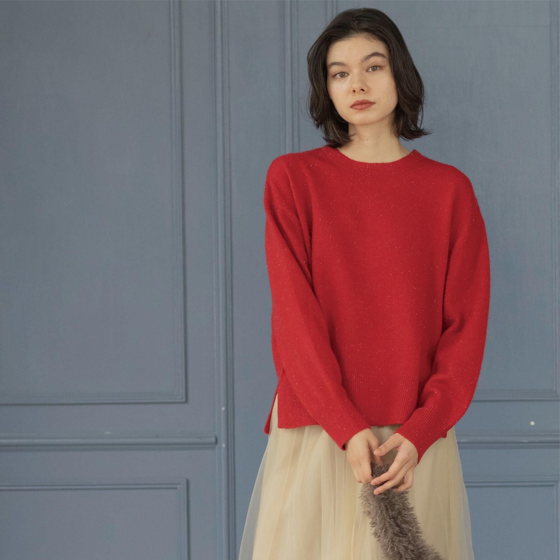 OPAQUE.CLIP「きらきらクルーミドルゲージニット【洗濯機OK】」|ニット・セーター|