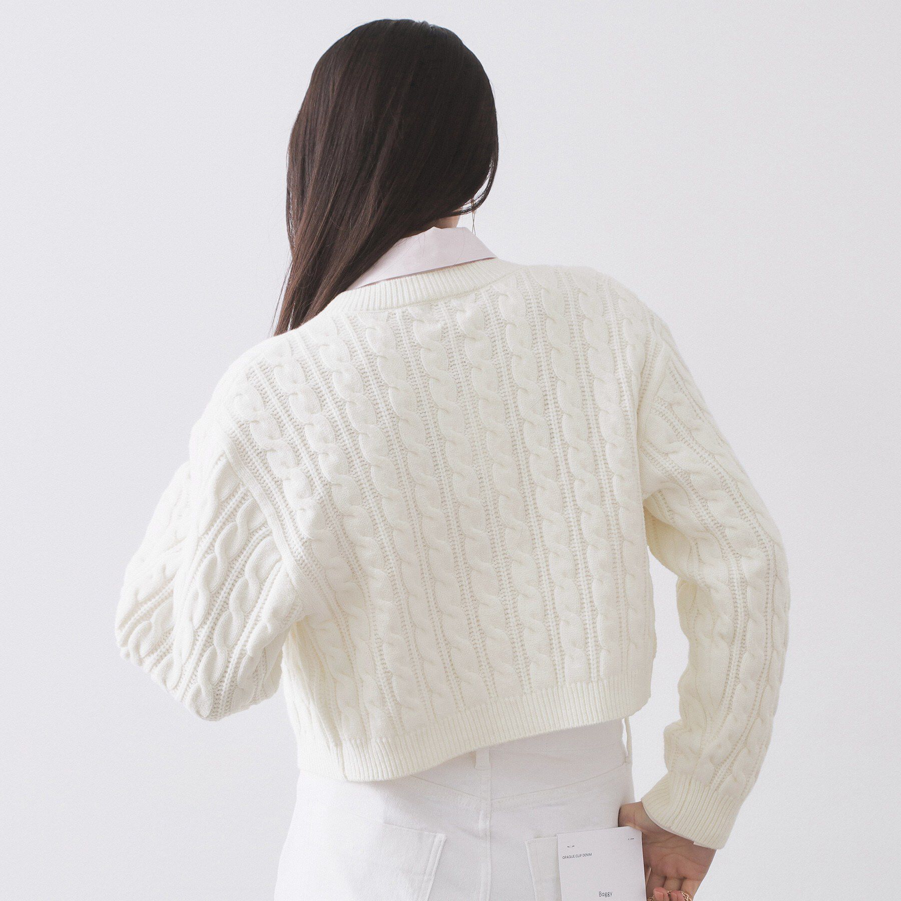 OPAQUE.CLIP「ケーブルミドルゲージニットカーディガン【洗濯機OK】」|カーディガン|