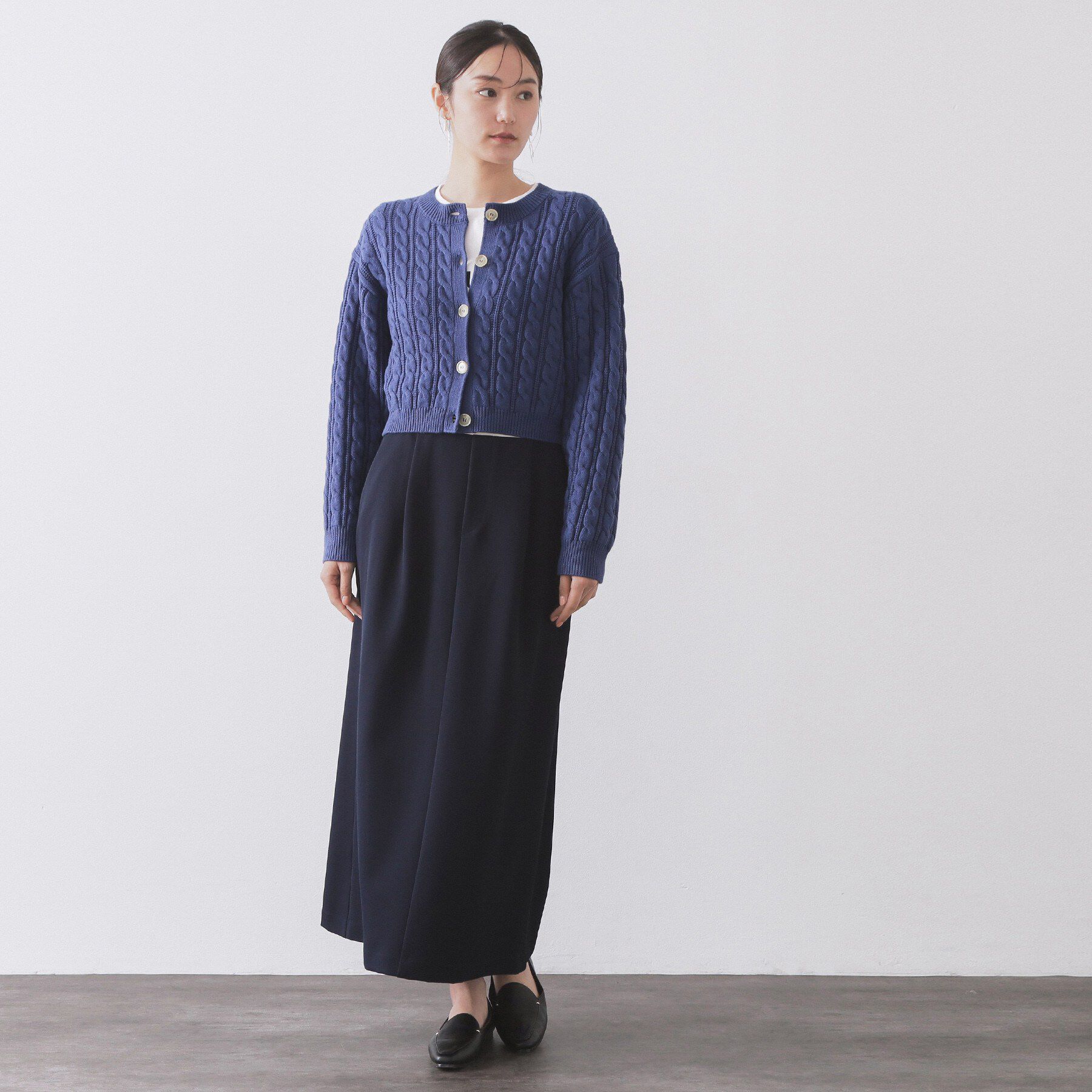 OPAQUE.CLIP「ケーブルミドルゲージニットカーディガン【洗濯機OK】」|カーディガン|