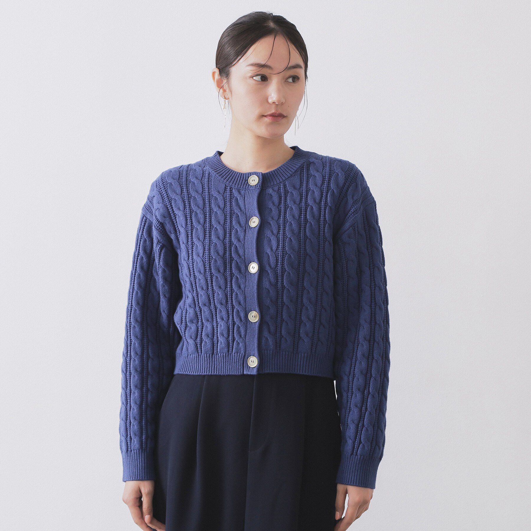 OPAQUE.CLIP「ケーブルミドルゲージニットカーディガン【洗濯機OK】」|カーディガン|