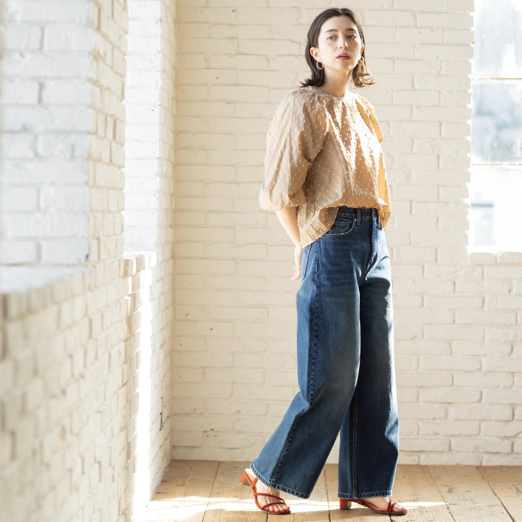 OPAQUE.CLIP「ドビードットパフスリーブブラウス【洗濯機OK】」|シャツ・ブラウス|