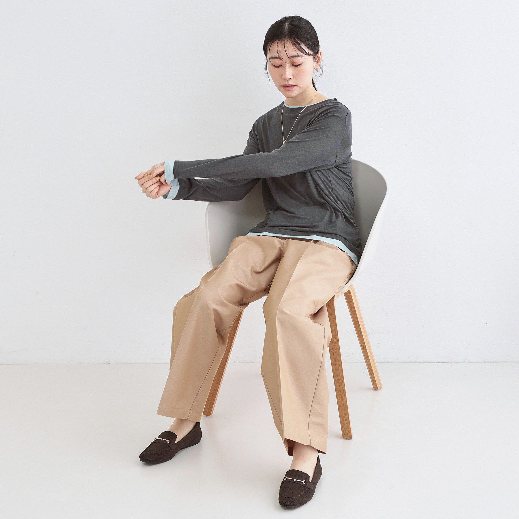 OPAQUE.CLIP「配色レイヤードロングスリーブTシャツ【洗える】」|Tシャツ・カットソー|