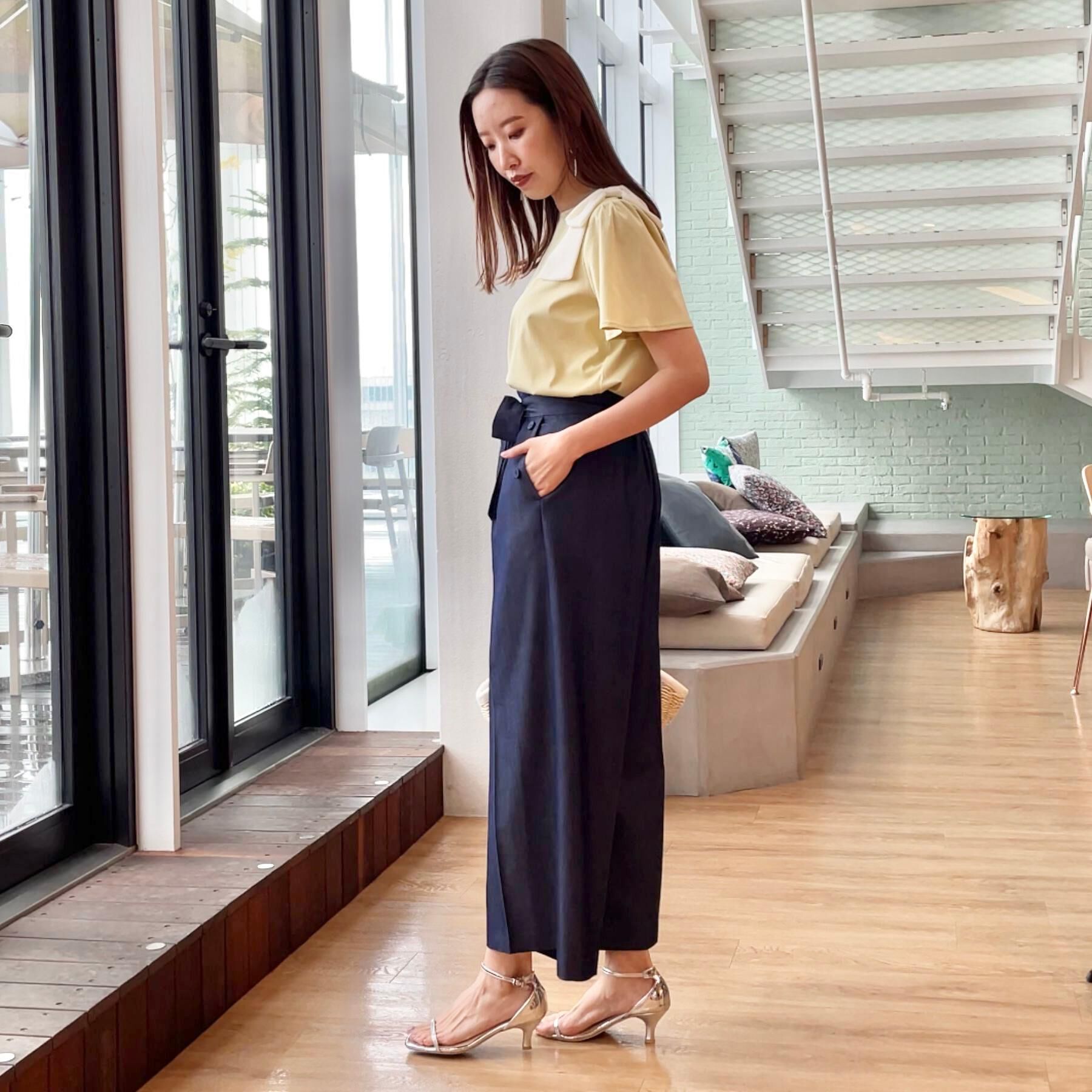 Couture broach「【リボン付き・通勤】シャンブレーワイドパンツ」|その他|