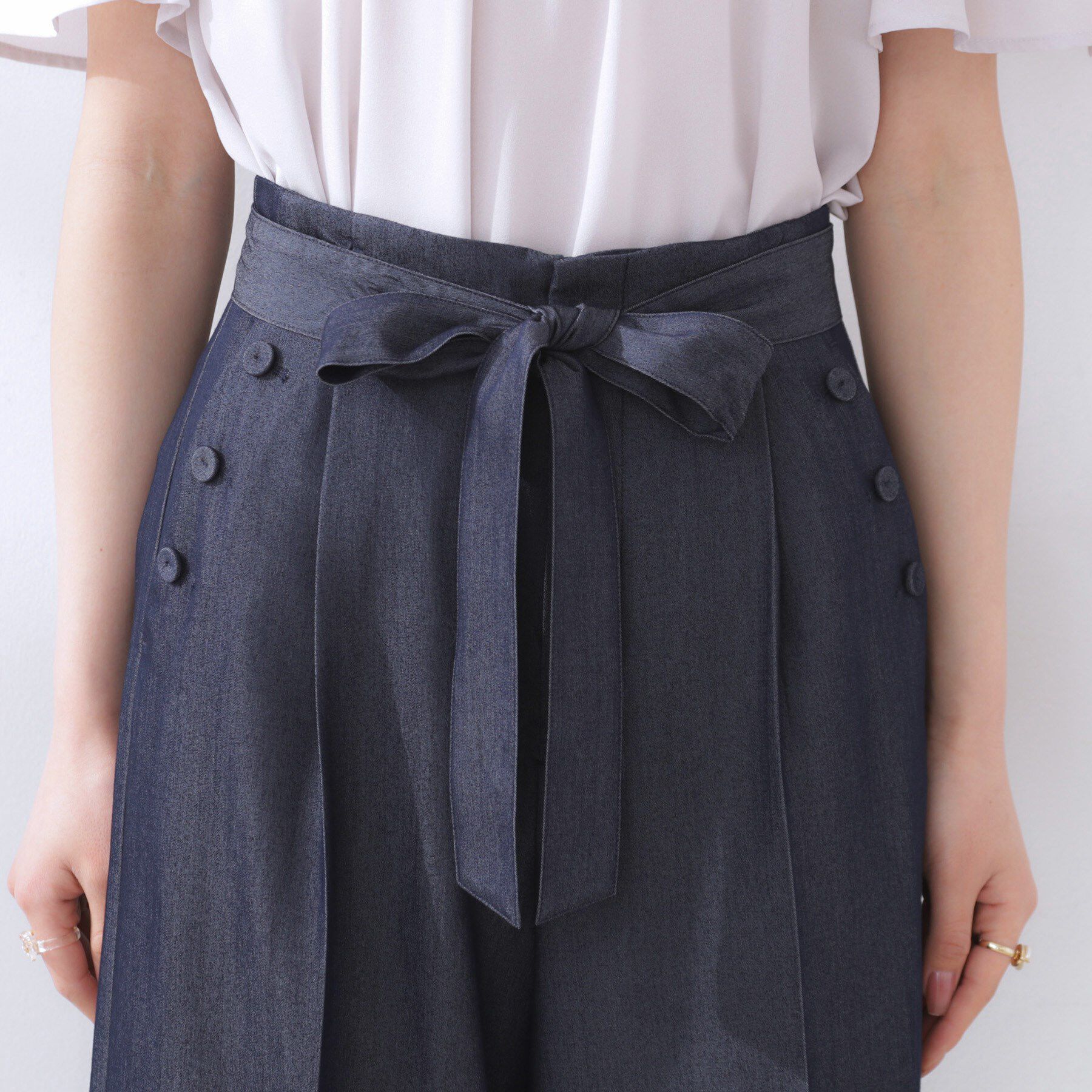 Couture broach「【リボン付き・通勤】シャンブレーワイドパンツ」|その他|