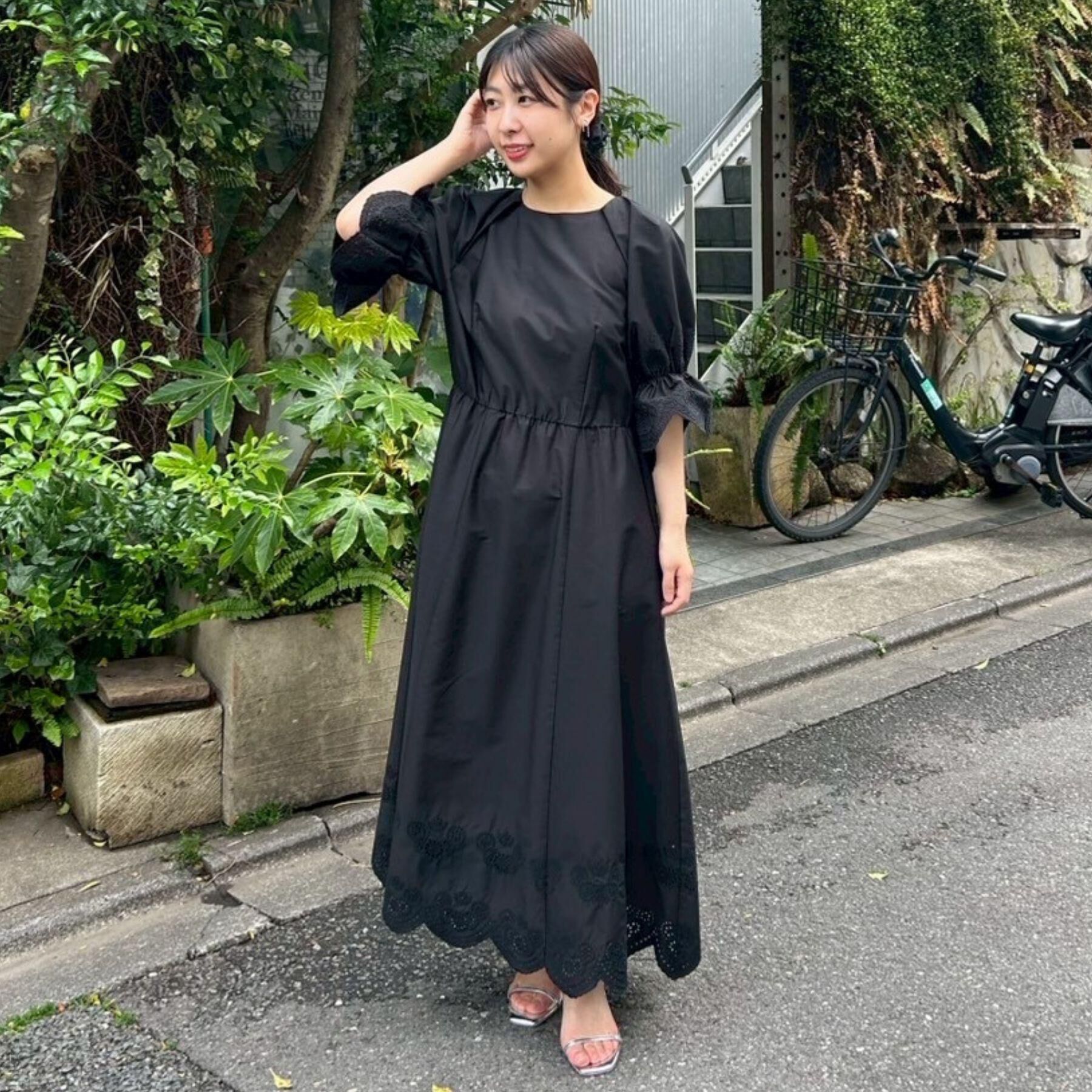 Couture broach「【きれいめ・二の腕カバー】エシカルコットン エンブロドルマンワンピース」|ワンピース|