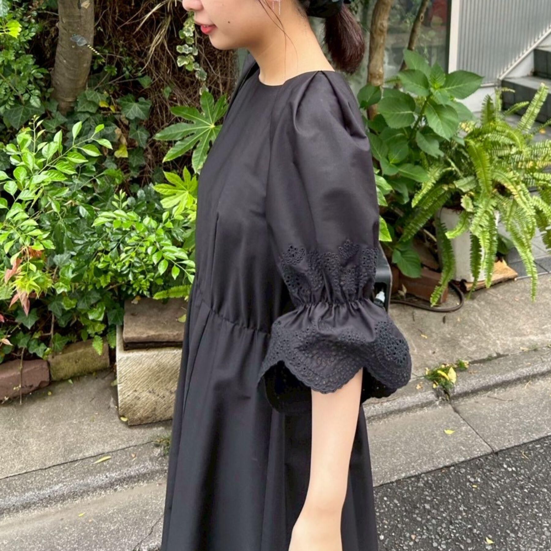 Couture broach「【きれいめ・二の腕カバー】エシカルコットン エンブロドルマンワンピース」|ワンピース|