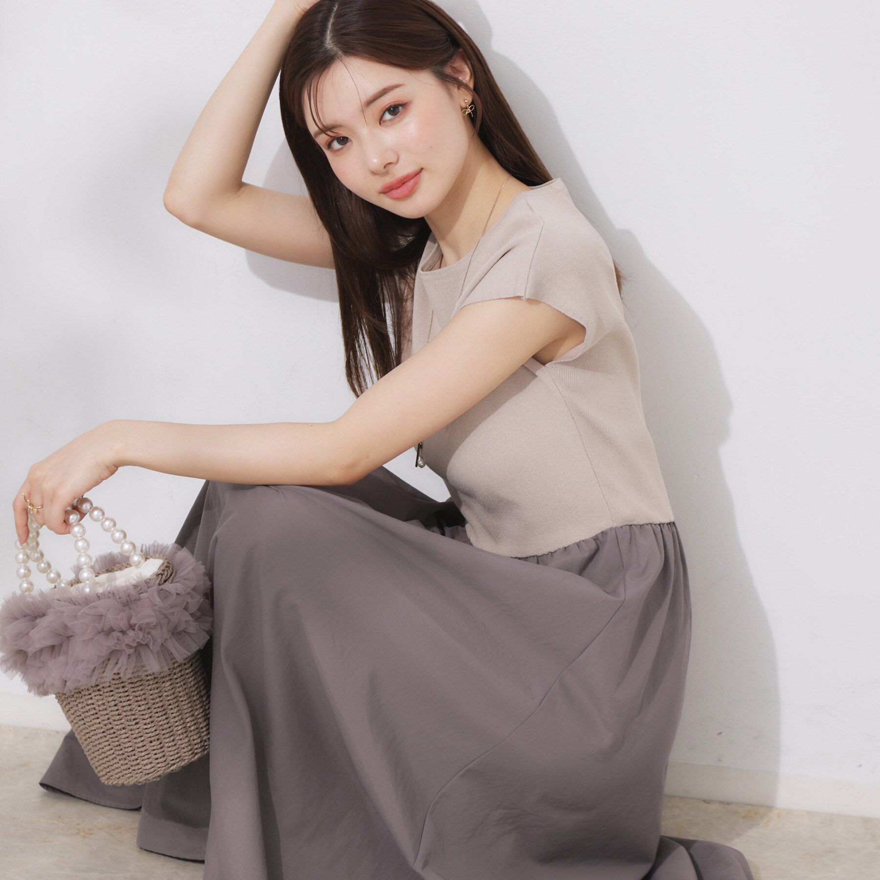 Couture broach「【接触冷感・楽ちん・一枚でキマる】ドッキングニットワンピース」|ワンピース|