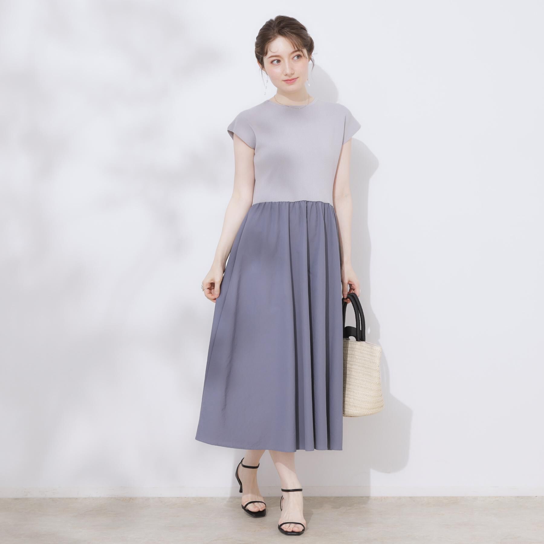 Couture broach「【接触冷感・楽ちん・一枚でキマる】ドッキングニットワンピース」|ワンピース|