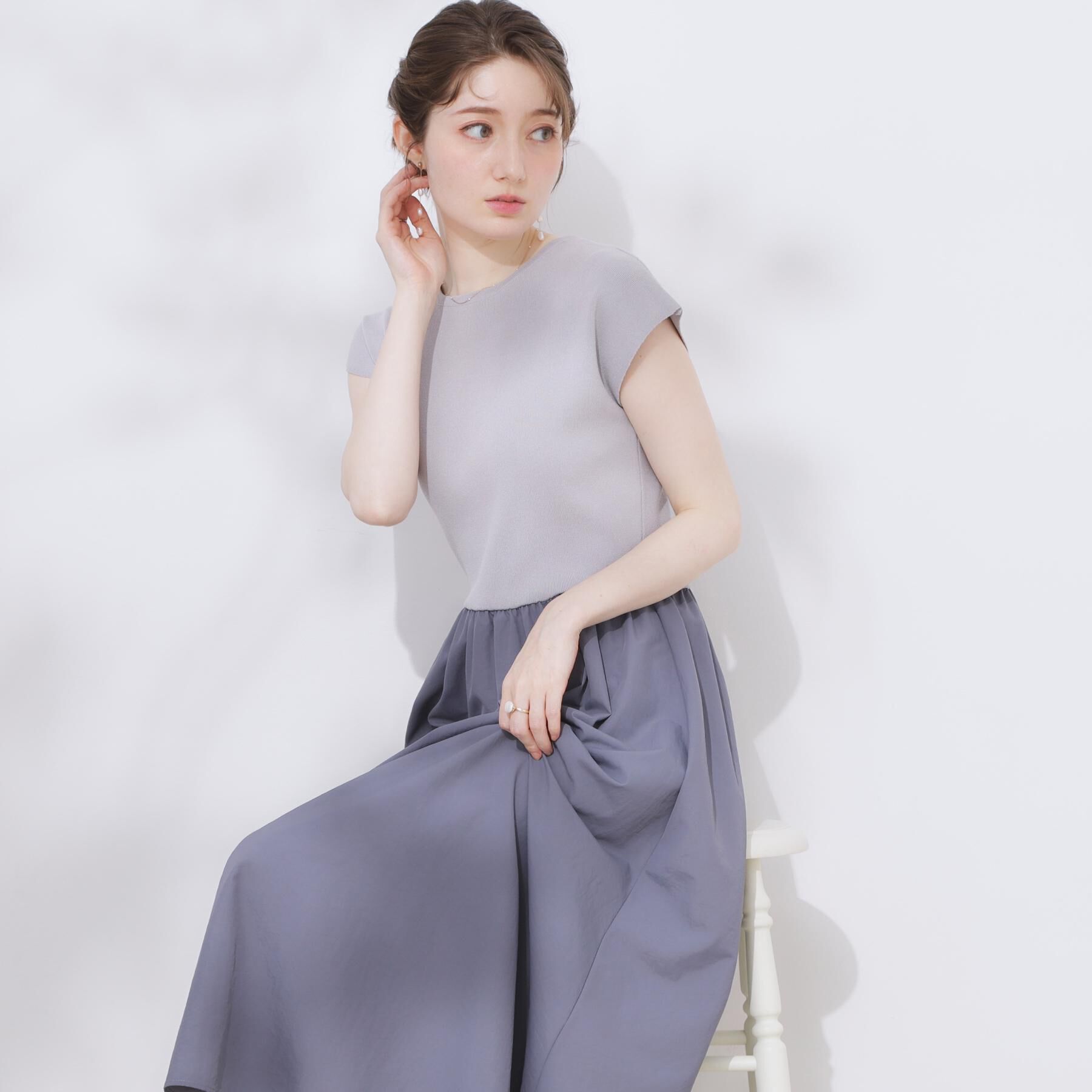 Couture broach「【接触冷感・楽ちん・一枚でキマる】ドッキングニットワンピース」|ワンピース|