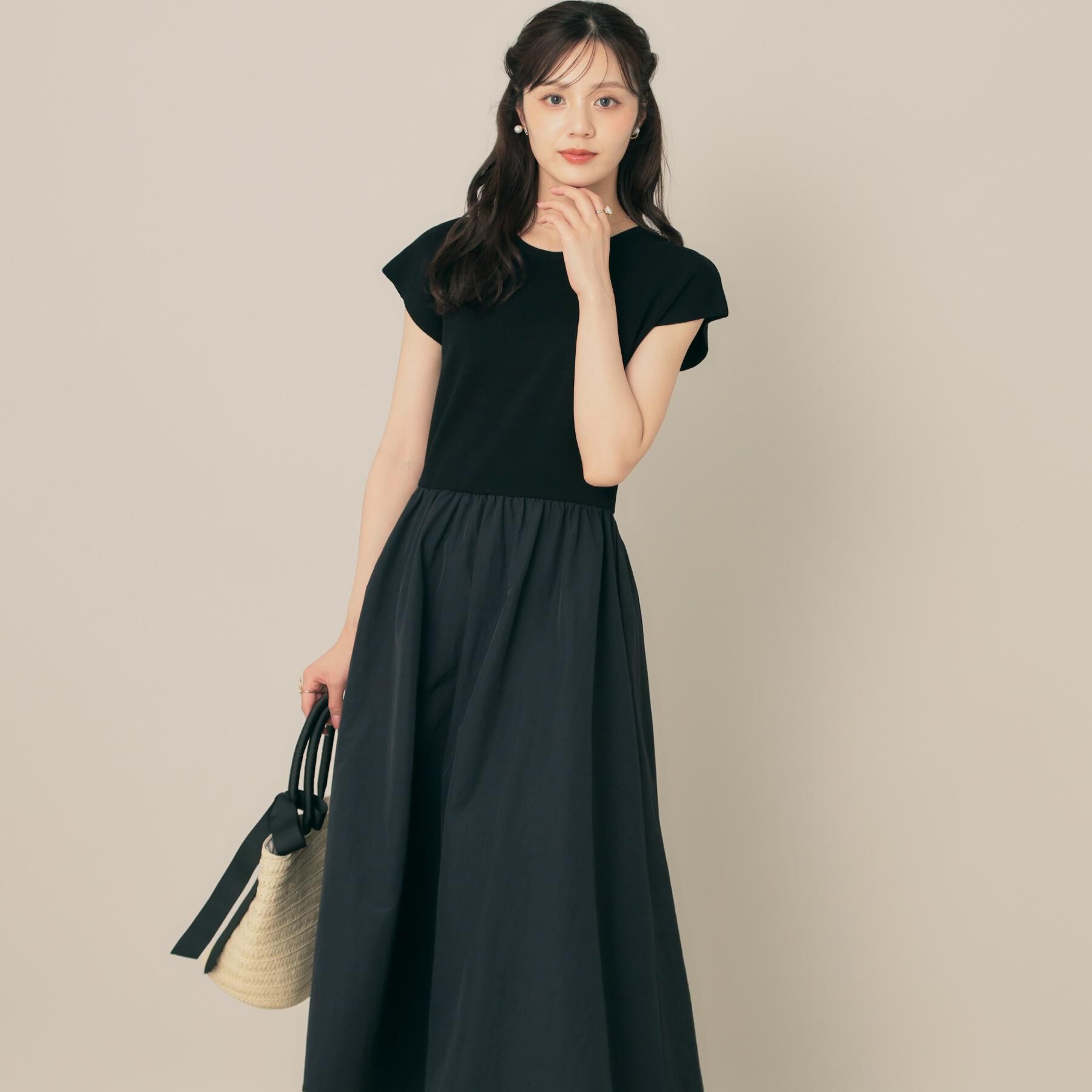 Couture broach「【接触冷感・楽ちん・一枚でキマる】ドッキングニットワンピース」|ワンピース|