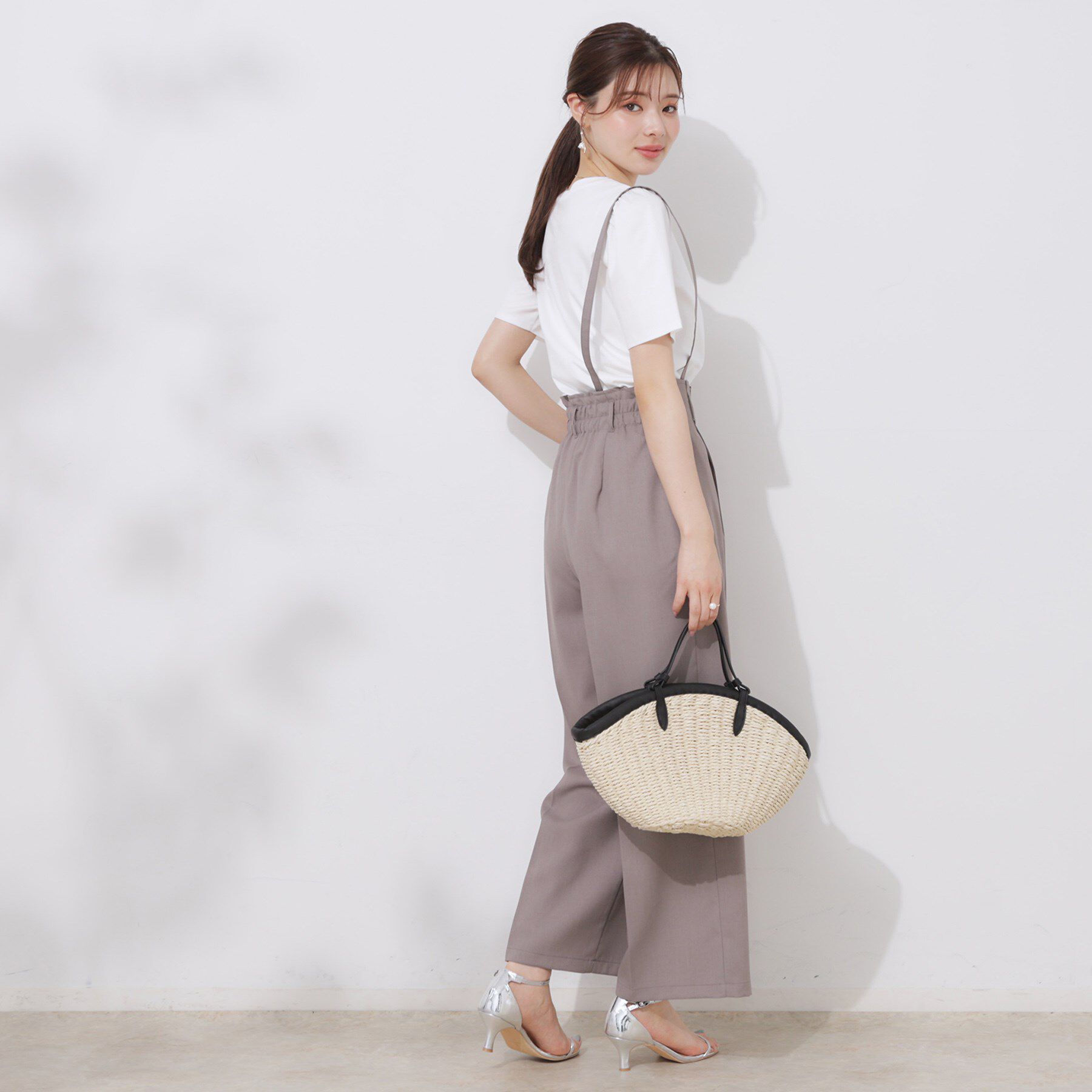 Couture broach「【美脚効果・通勤】リネンライク サス付きパンツ」|その他|