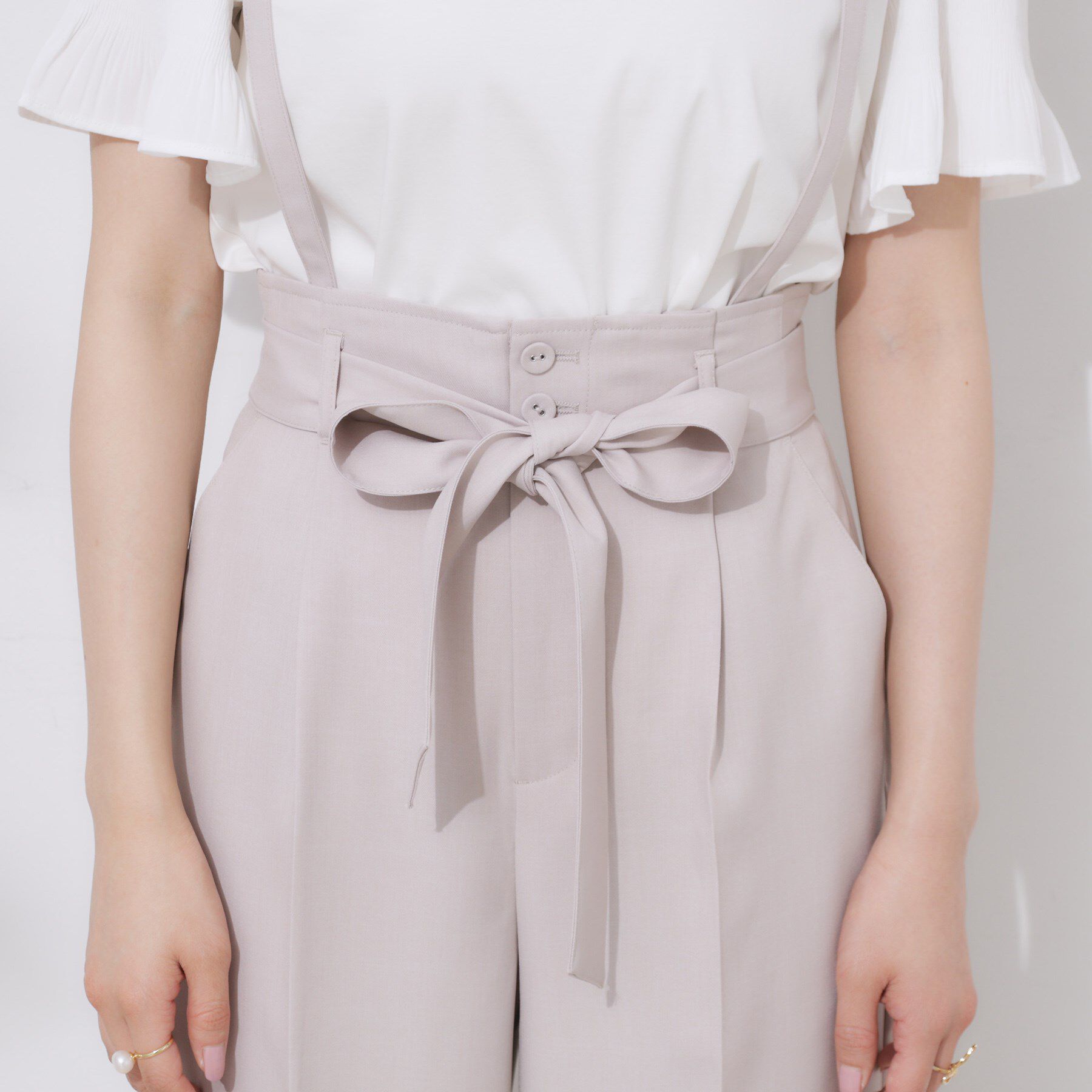Couture broach「【美脚効果・通勤】リネンライク サス付きパンツ」|その他|