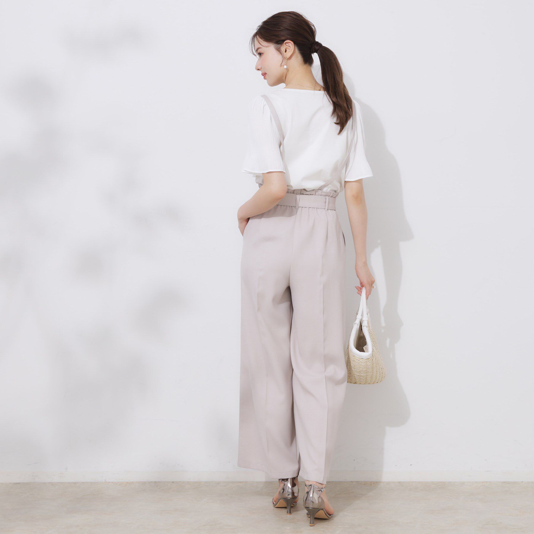 Couture broach「【美脚効果・通勤】リネンライク サス付きパンツ」|その他|