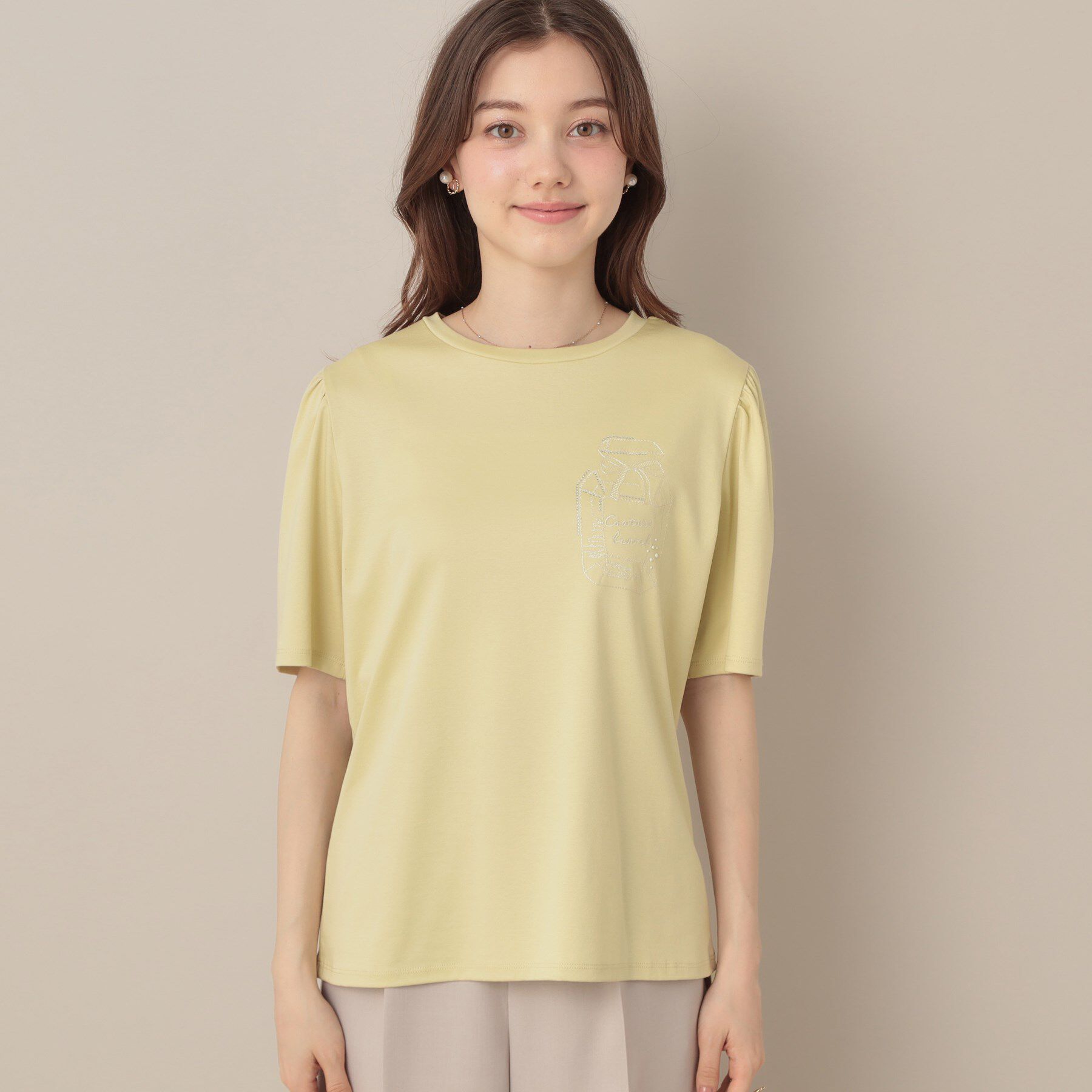 Couture broach「【接触冷感・UV機能あり・マシンウォッシャブル】60シルケット パフュームエンブロTシャツ」|Tシャツ・カットソー|