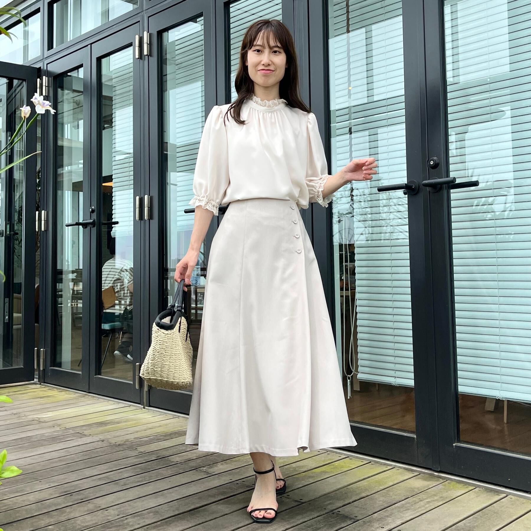 Couture broach「【華やか・大人可愛い・5分袖】エンブロレース前後2WAYブラウス」|シャツ・ブラウス|