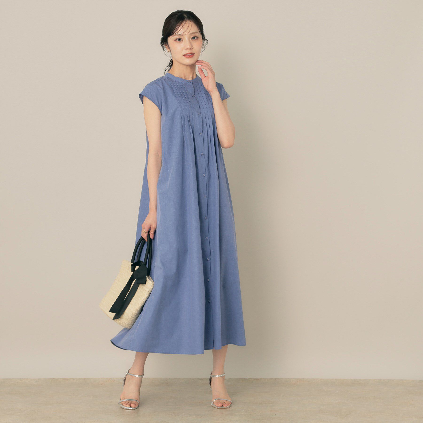 Couture broach「【Aライン・細見え】フロントタックシャツワンピース」|ワンピース|