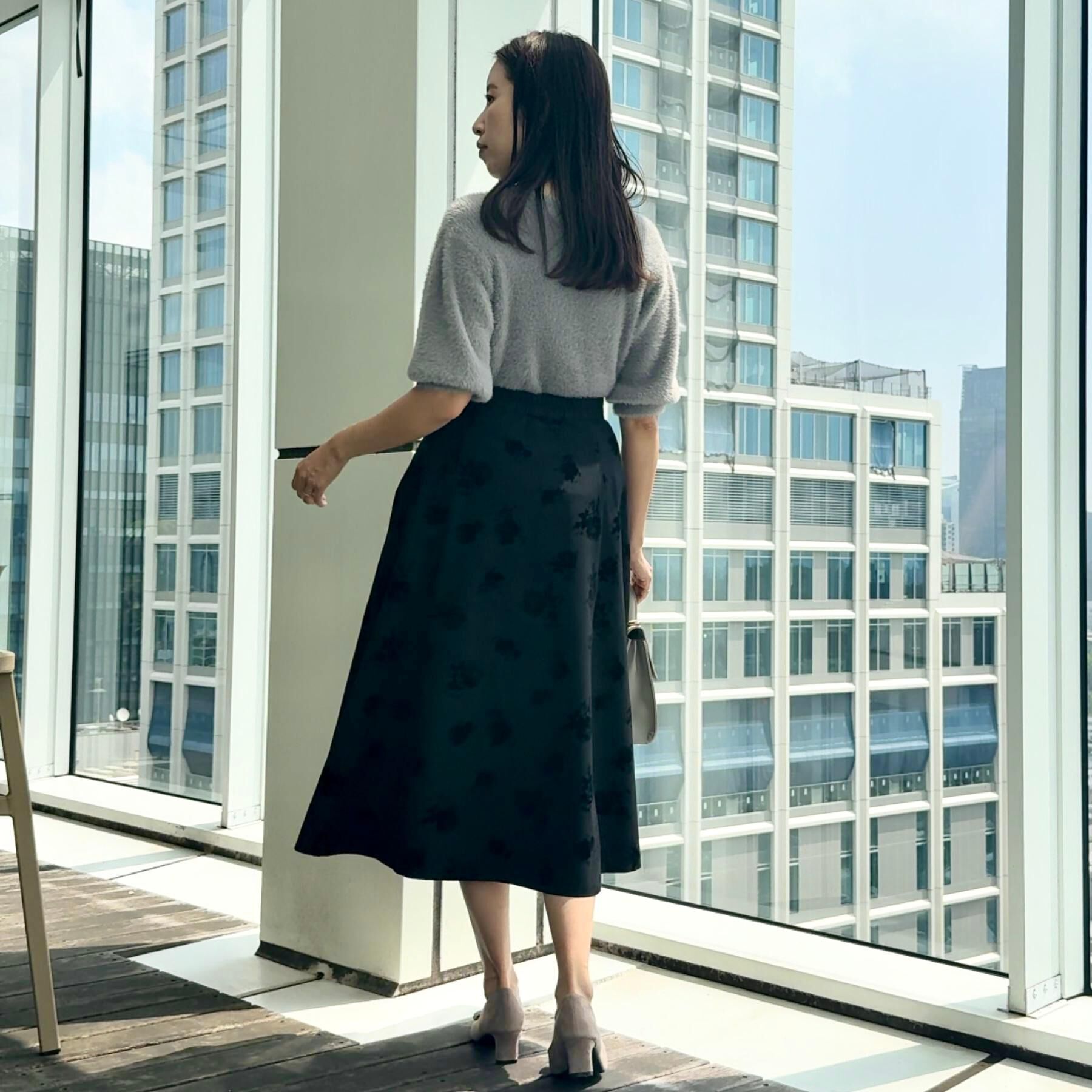 Couture broach「【美シルエット・通勤】フロッキーフラワープリントスカート」|スカート|