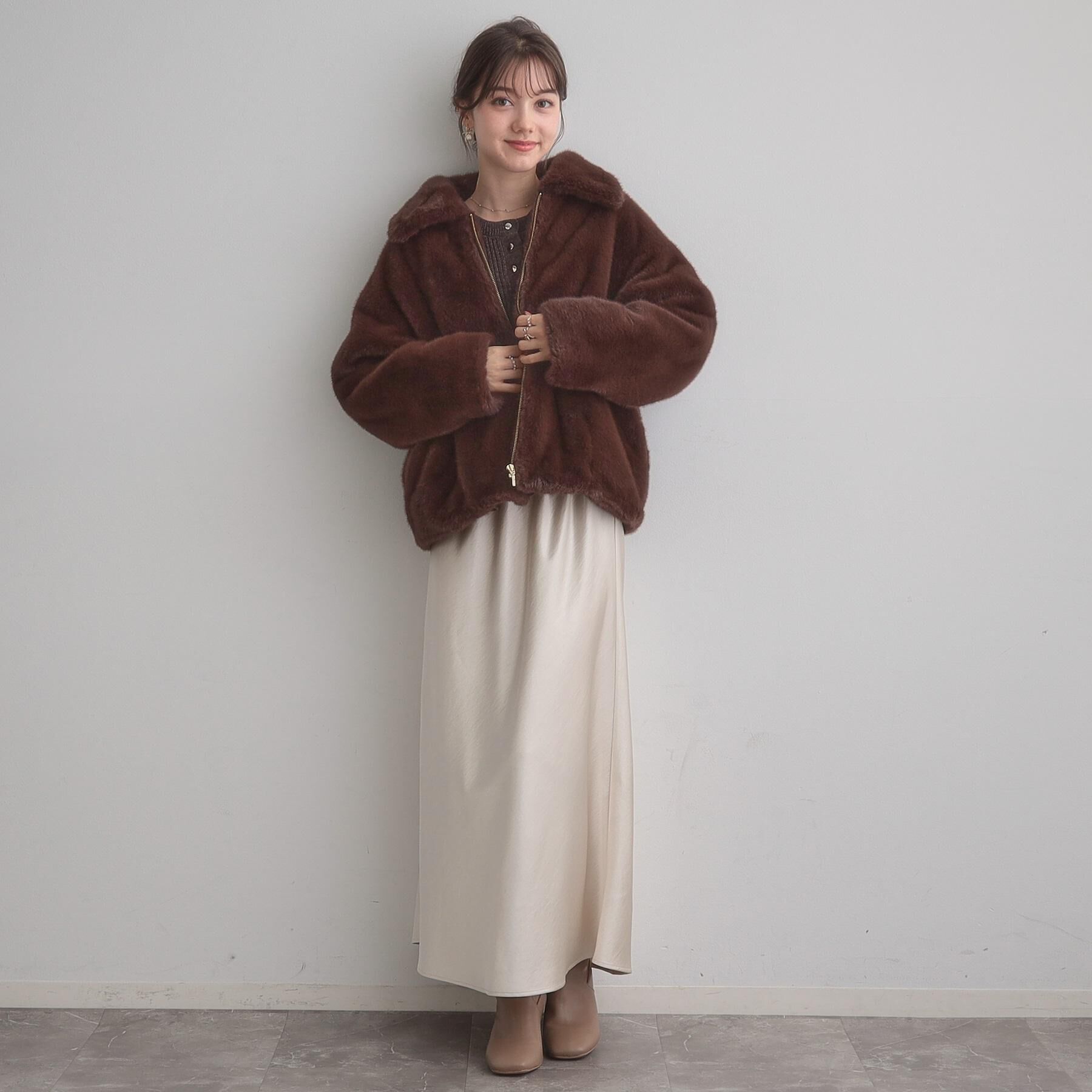 Couture broach「【ふわふわ・上品】ミンクフェイクファーアウター」|ブルゾン・スタジャン|