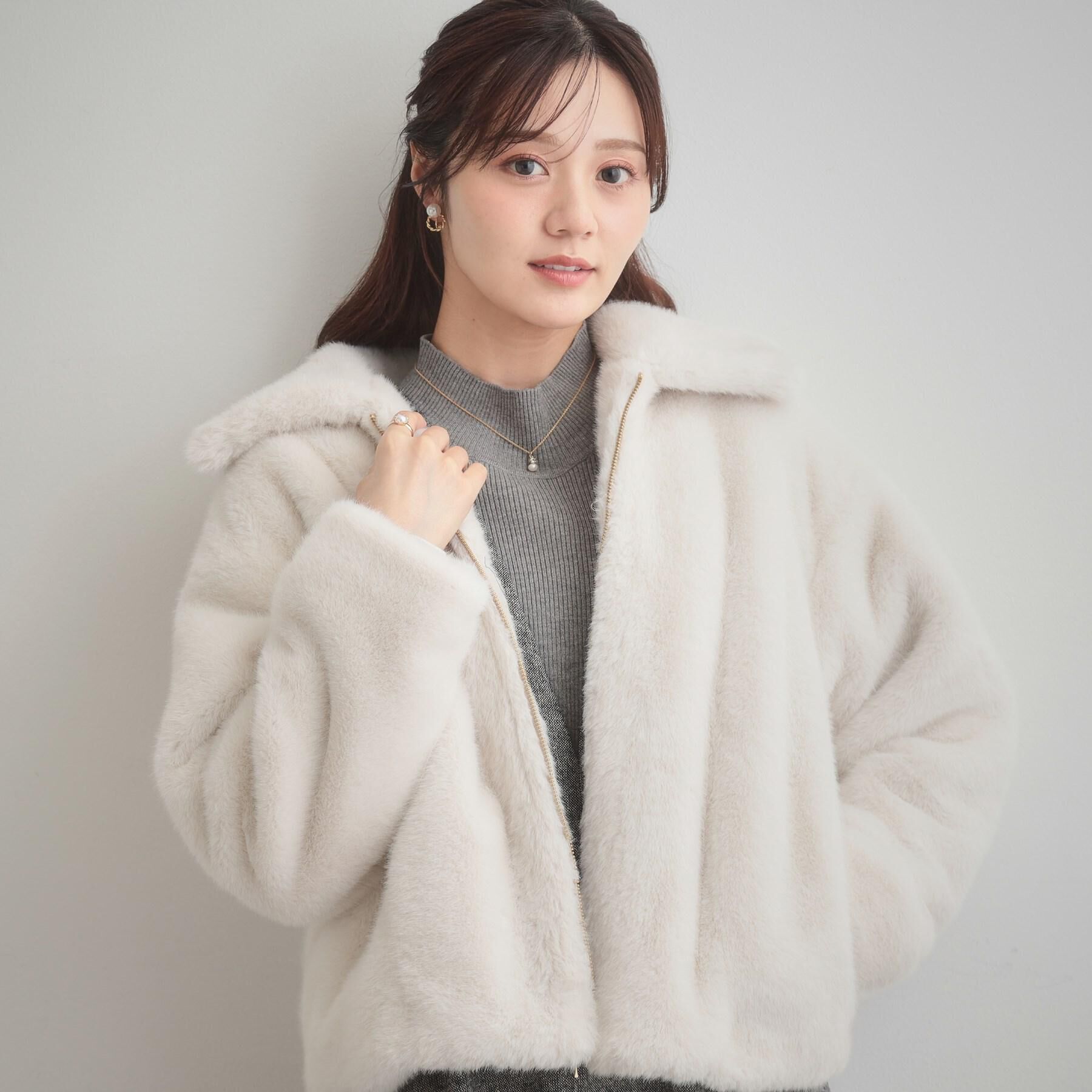 Couture broach「【ふわふわ・上品】ミンクフェイクファーアウター」|ブルゾン・スタジャン|