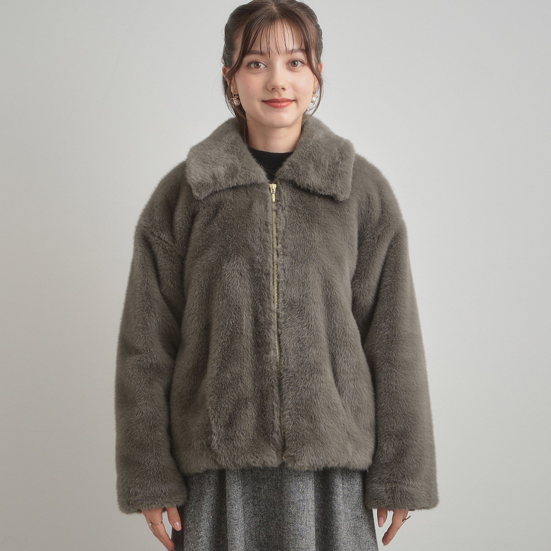 Couture broach「【ふわふわ・上品】ミンクフェイクファーアウター」|ブルゾン・スタジャン|