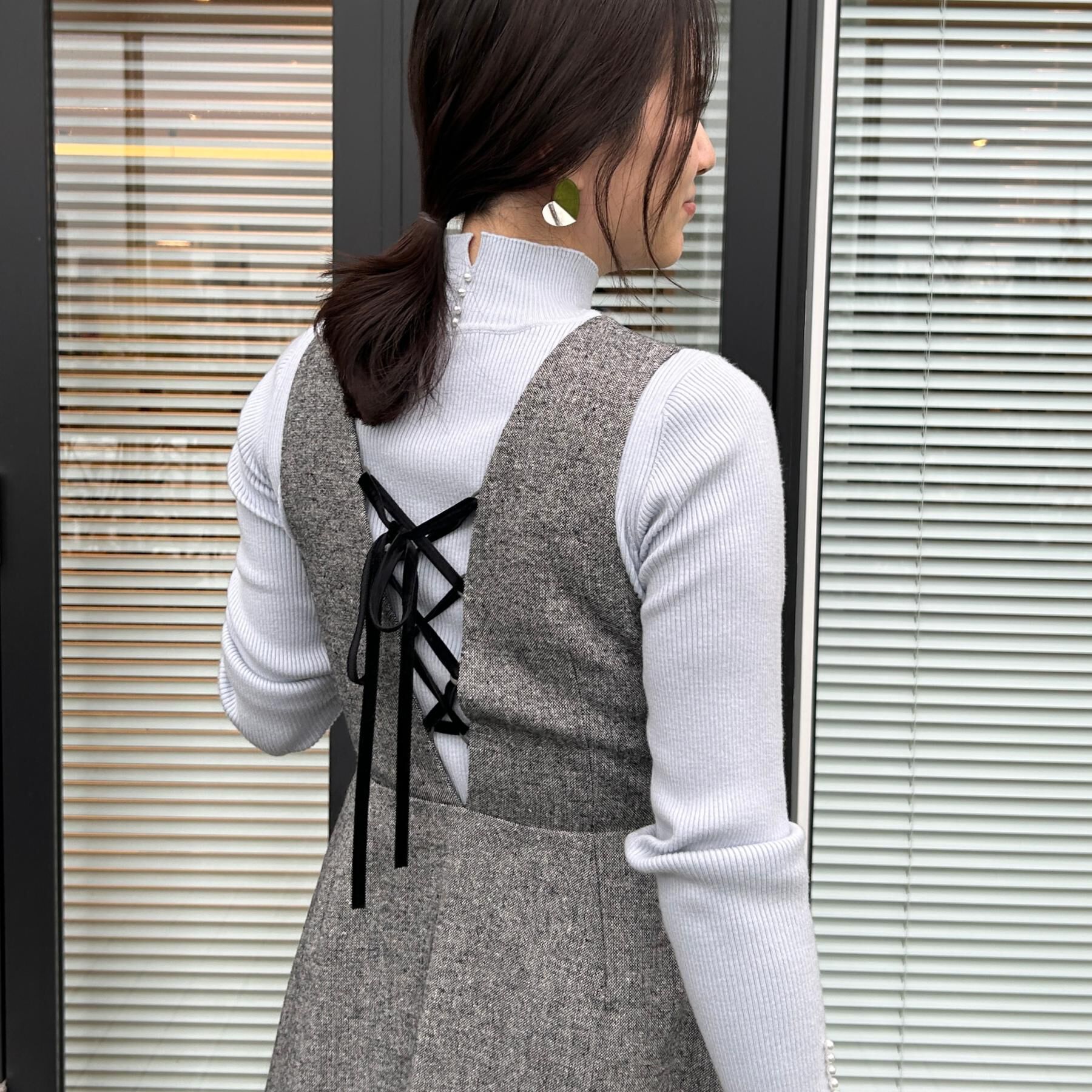 Couture broach「【通勤・大人上品】ラメツイード ジャンパースカート」|ワンピース|