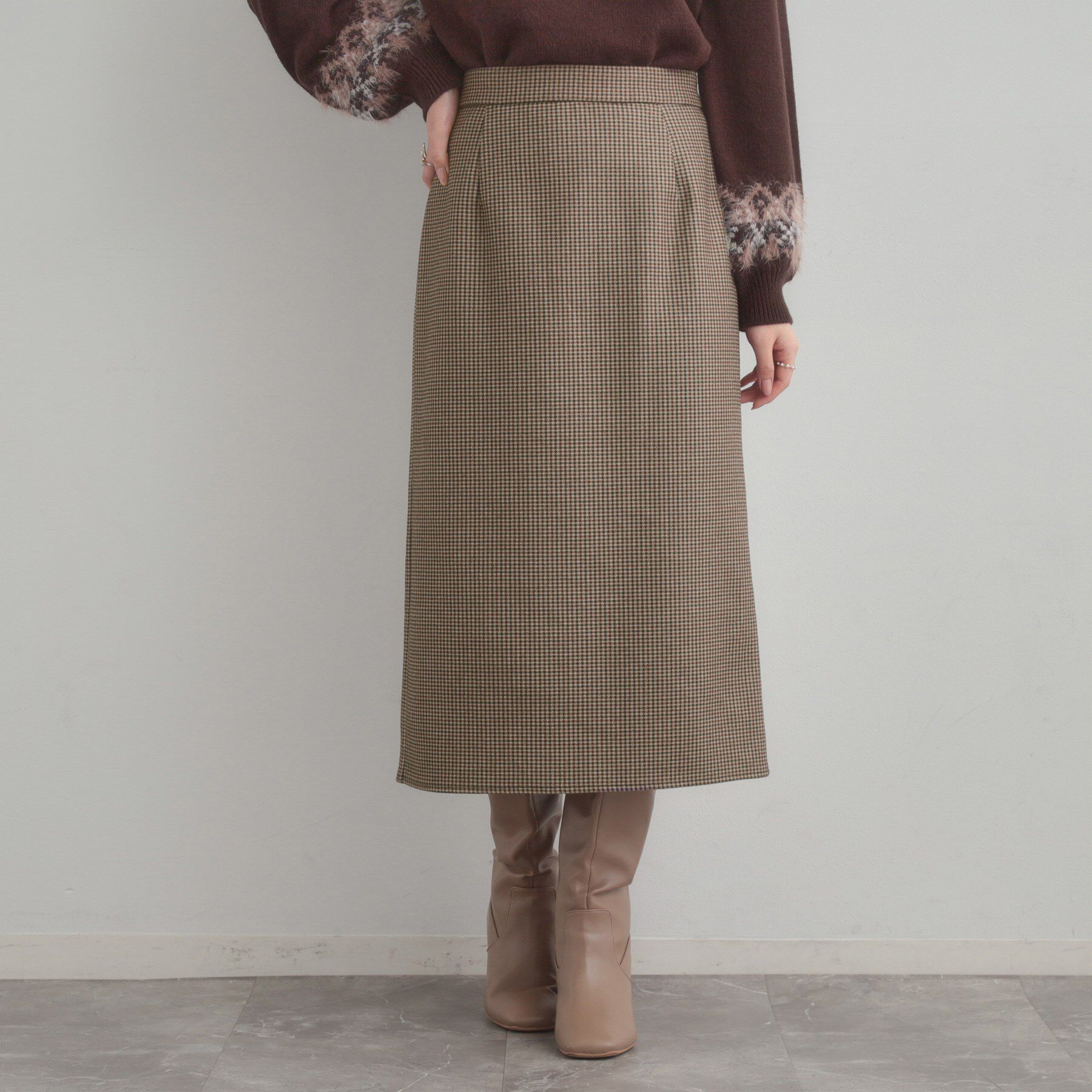 Couture broach「【洗える/微起毛】Iライン チェックスカート」|スカート|