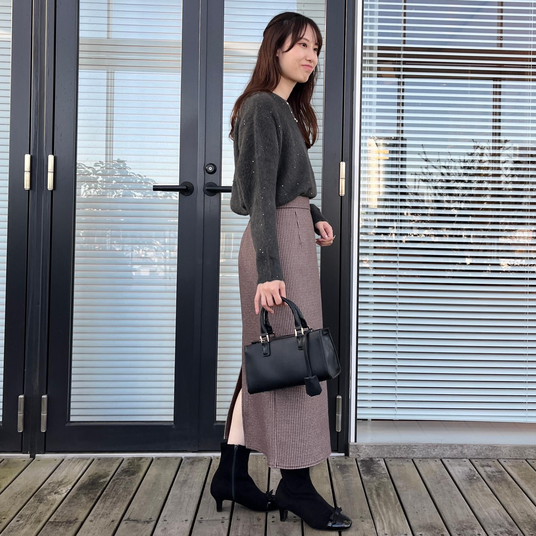 Couture broach「【洗える/微起毛】Iライン チェックスカート」|スカート|