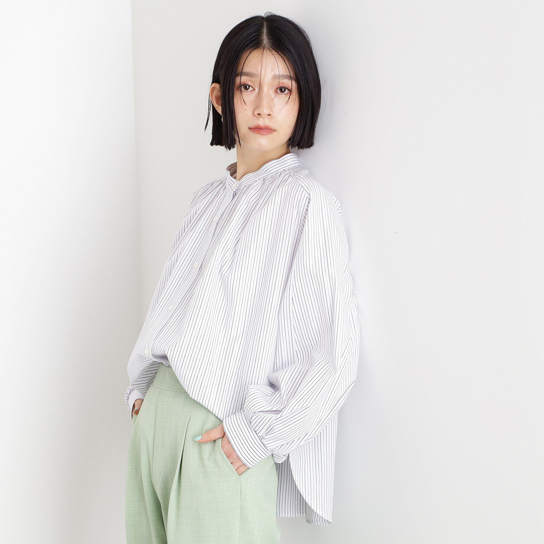 THE SHOP TK「ラメストライプラグランシャツ【洗える】」|シャツ・ブラウス|