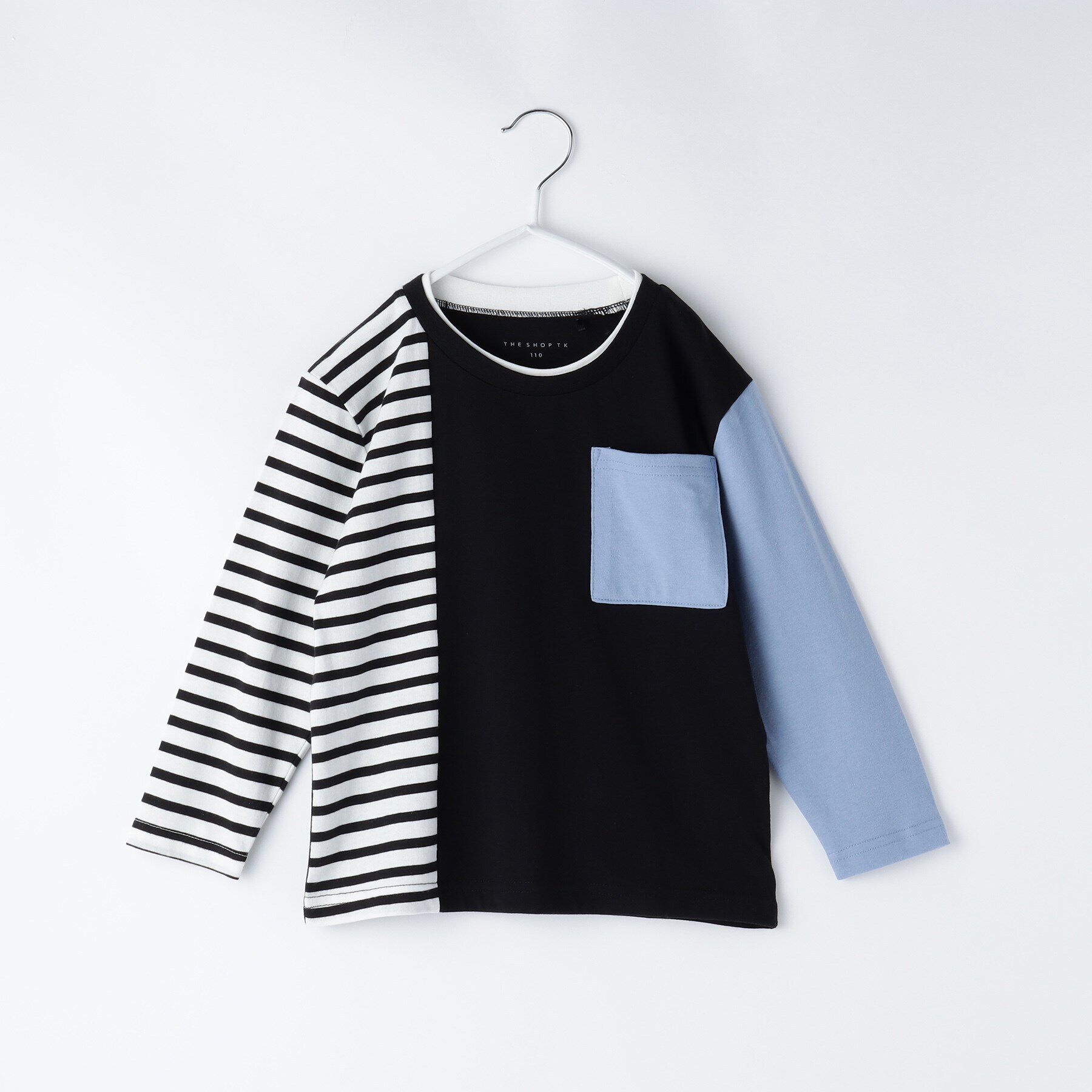 THE SHOP TK「【100-150】ブロッキング長袖Tシャツ/洗濯機OK」|Tシャツ・カットソー|ブルー(591)