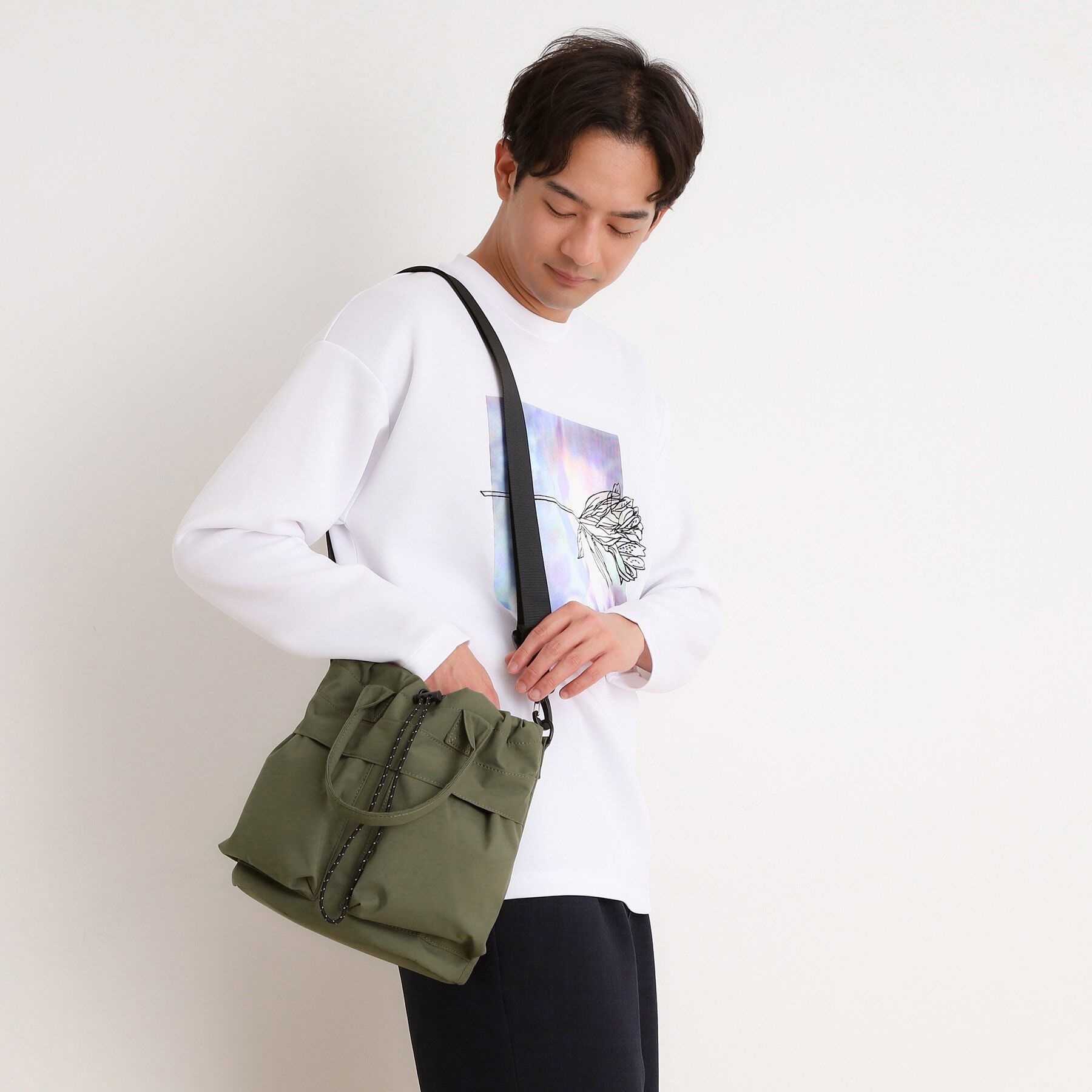 THE SHOP TK「【Begin6月号掲載】2WAY巾着ショルダーバック」|ショルダー・メッセンジャー|