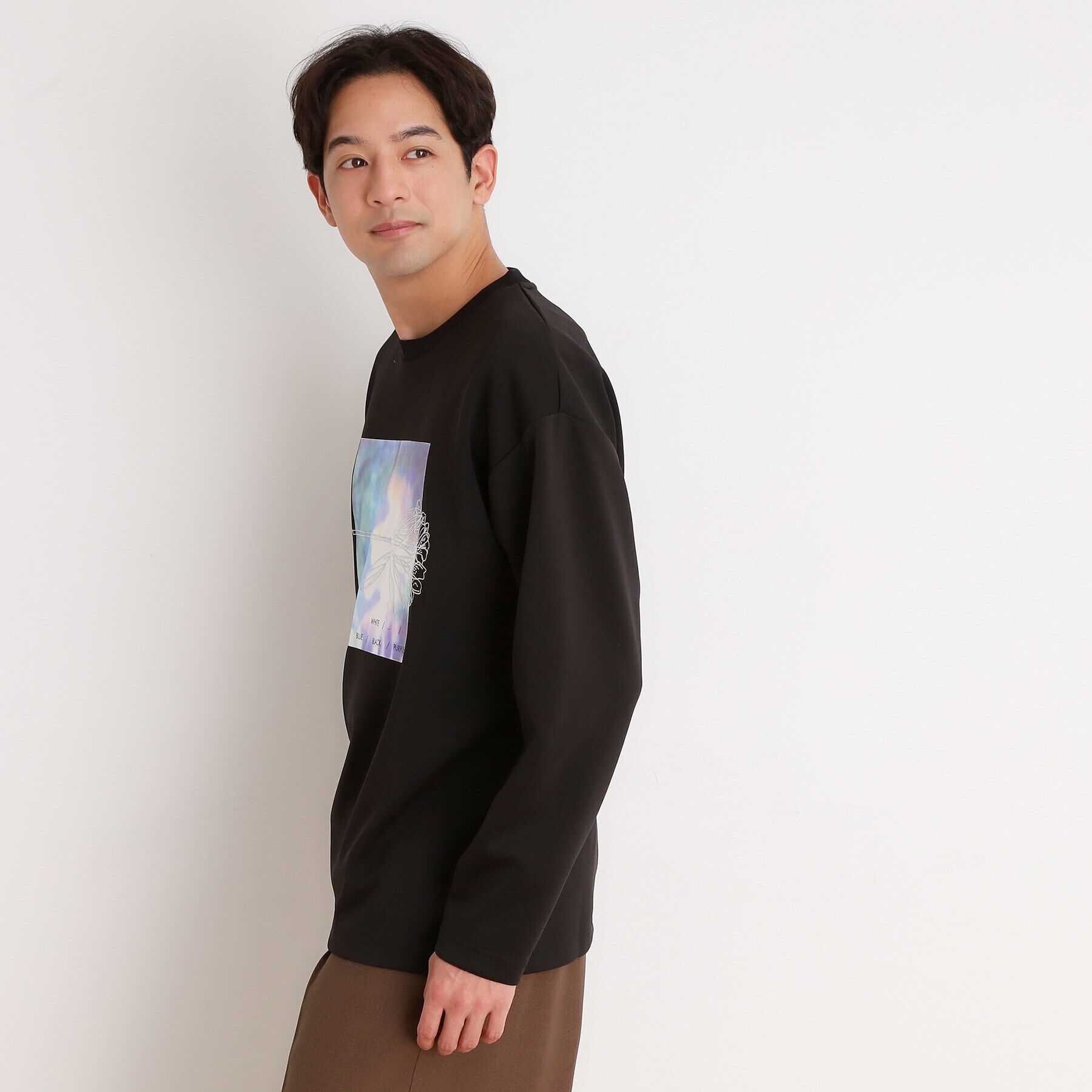 THE SHOP TK「フラワー刺繍＋グラフィックロングTシャツ」|Tシャツ・カットソー|