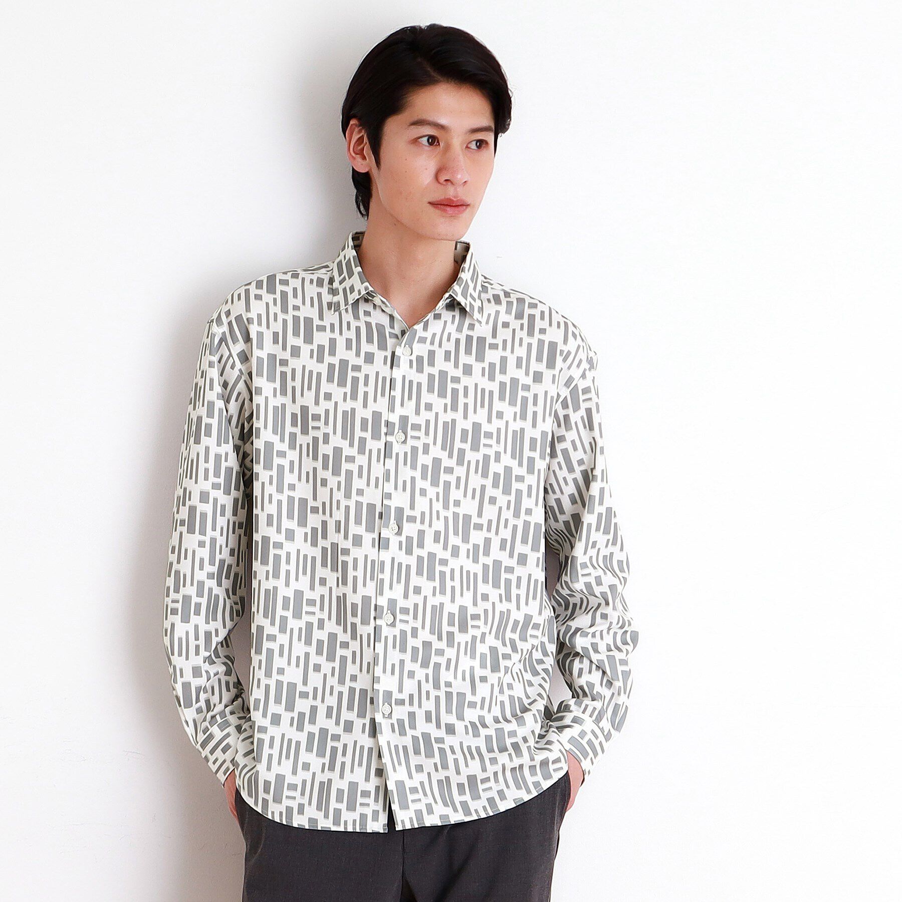 THE SHOP TK「ドライポリ長袖プリントシャツ」|シャツ・ブラウス|オフホワイト(303