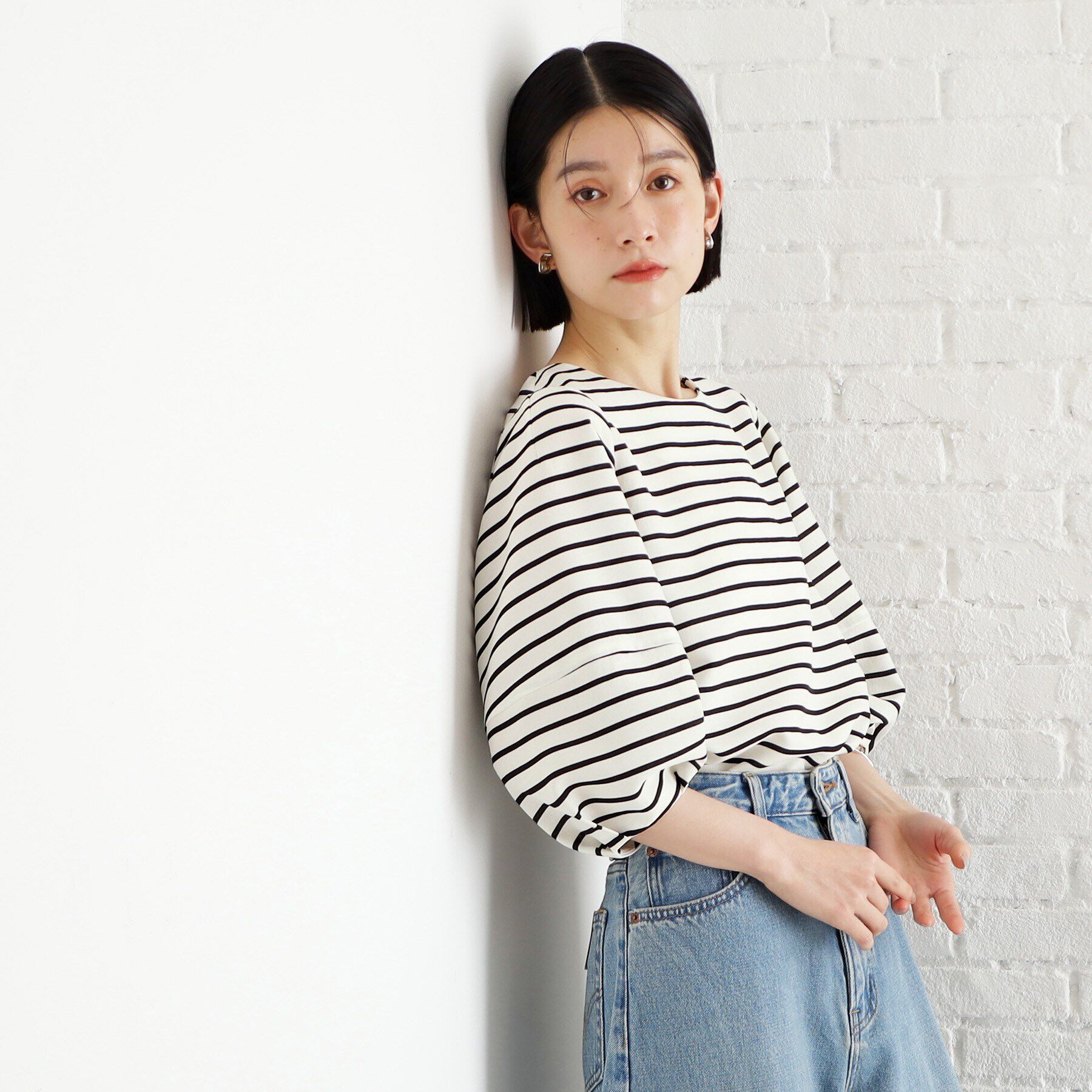 THE SHOP TK「麻調ランタン袖ブラウス【洗える】」|シャツ・ブラウス|アイボリー(304)