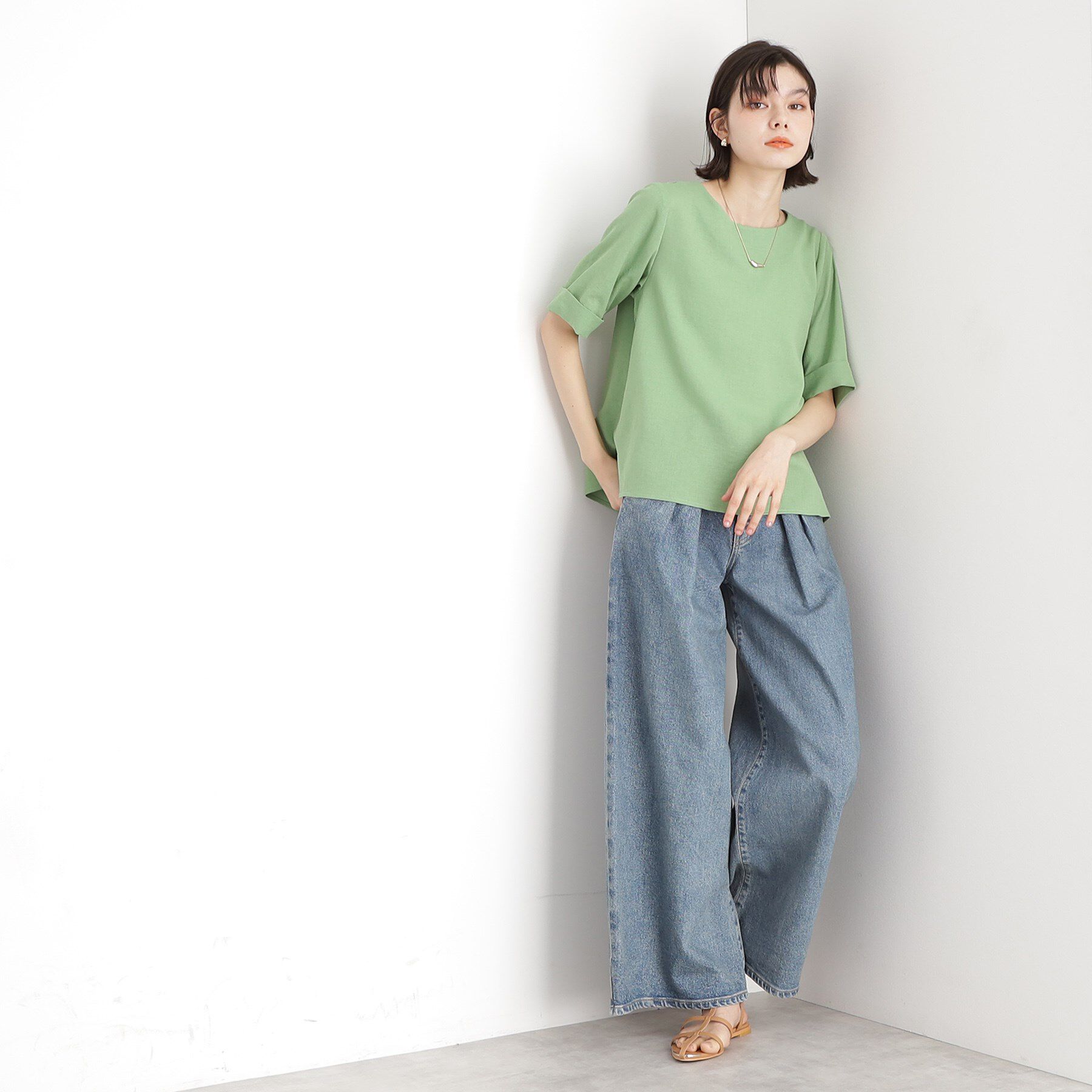 THE SHOP TK「麻調ブラウス【シワになりにくい/洗える】」|シャツ・ブラウス|