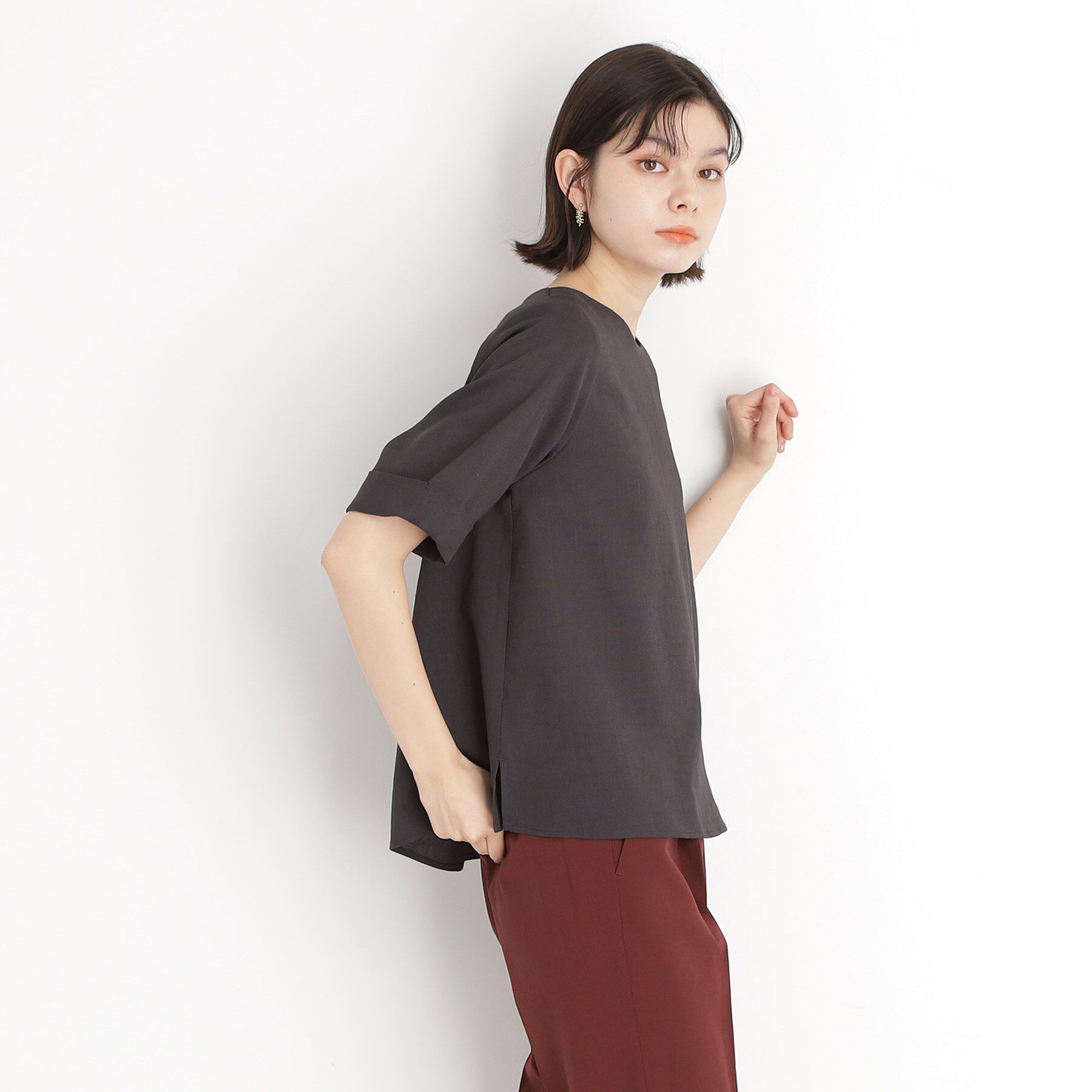 THE SHOP TK「麻調ブラウス【シワになりにくい/洗える】」|シャツ・ブラウス|