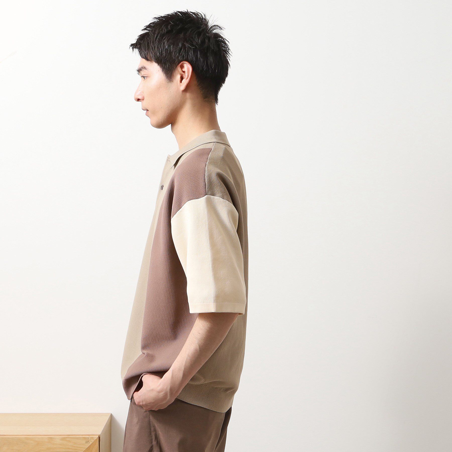 THE SHOP TK「パネルニットポロシャツ」|ポロシャツ|